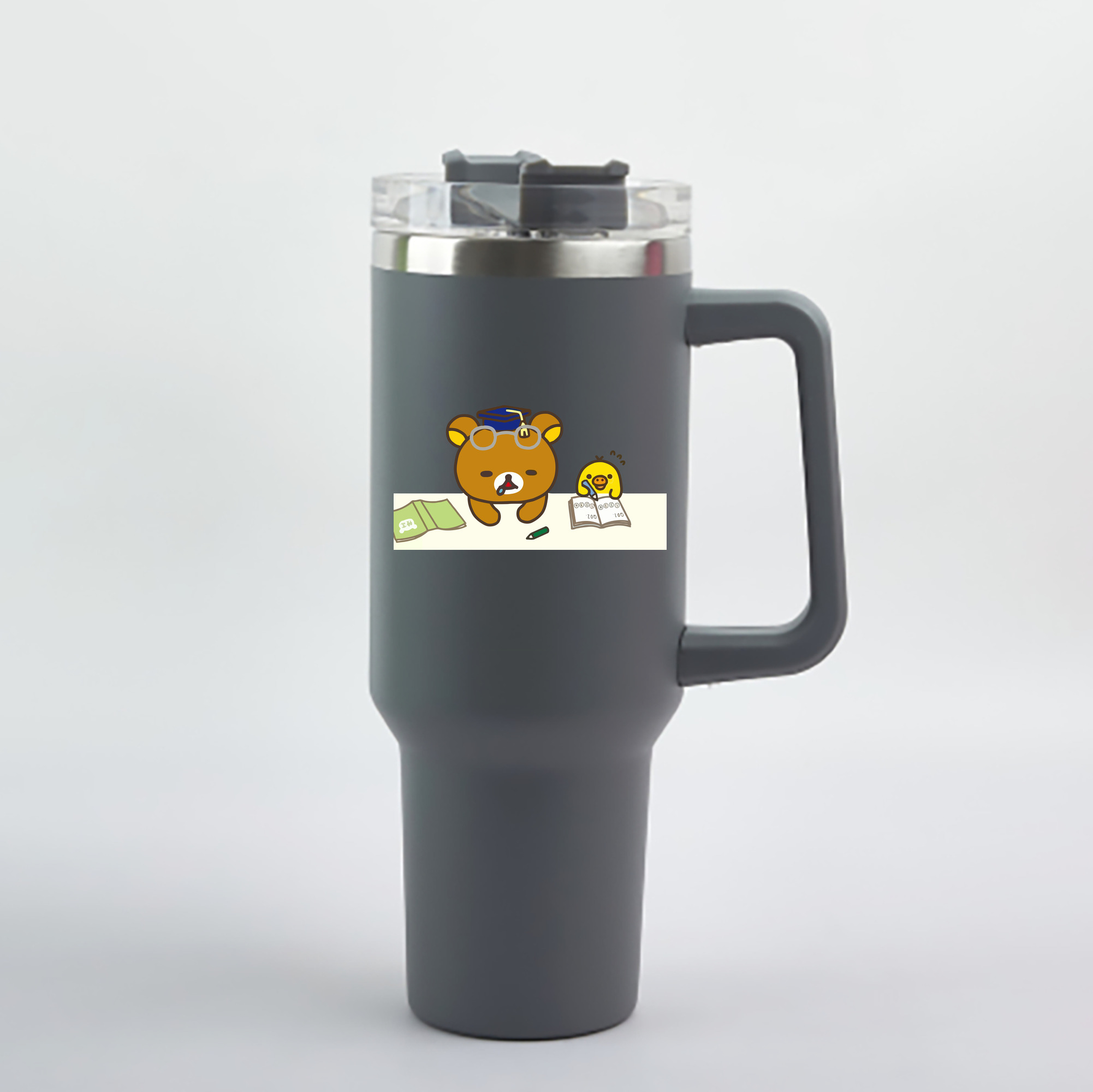 （画像用） リラックマ リラックマ キイロイトリ Rilakkuma Korilakkuma Kiiroitori 1200mL車用タンブラー - クリスタルステッカー（プラスチックストロー付き）