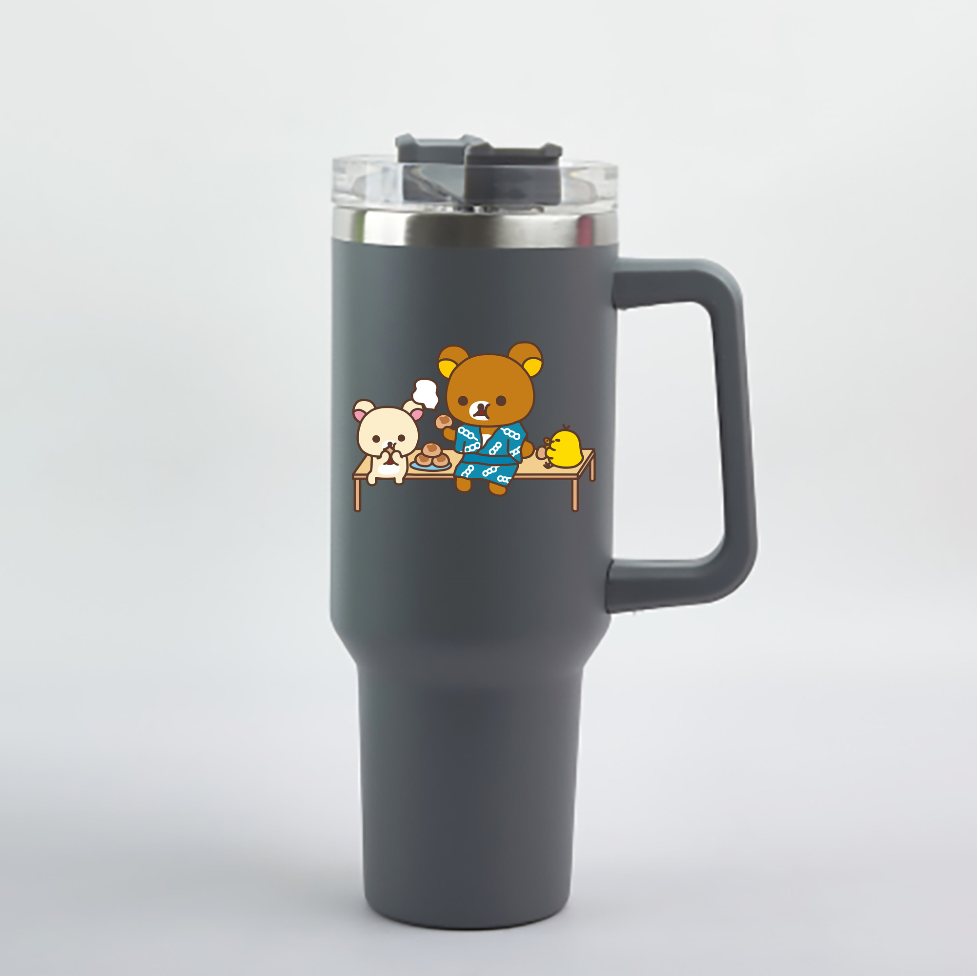 （画像用） リラックマ リラックマ キイロイトリ Rilakkuma Korilakkuma Kiiroitori 1200mL車用タンブラー - クリスタルステッカー（プラスチックストロー付き）