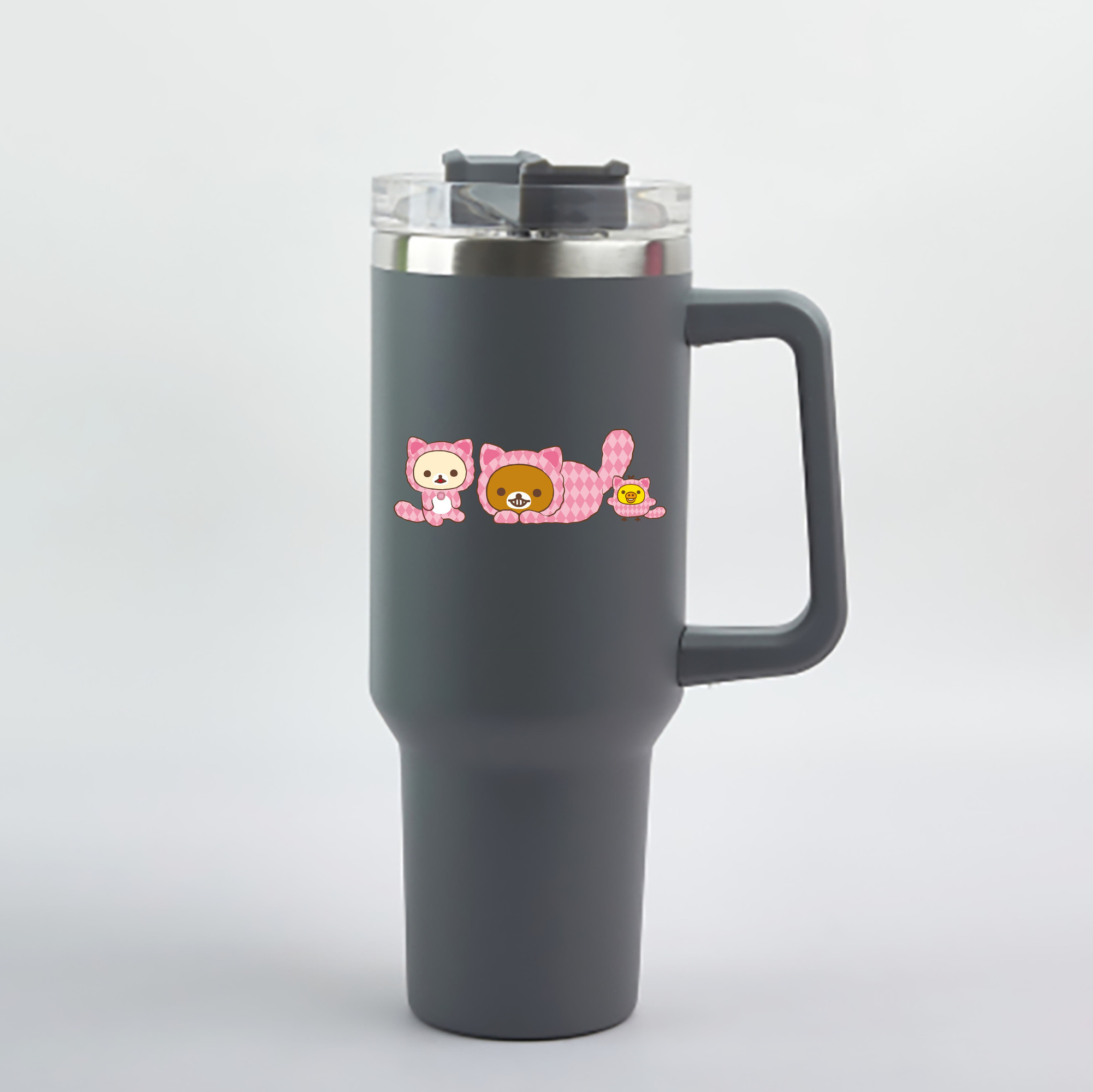 （画像用） リラックマ リラックマ キイロイトリ Rilakkuma Korilakkuma Kiiroitori 1200mL車用タンブラー - クリスタルステッカー（プラスチックストロー付き）