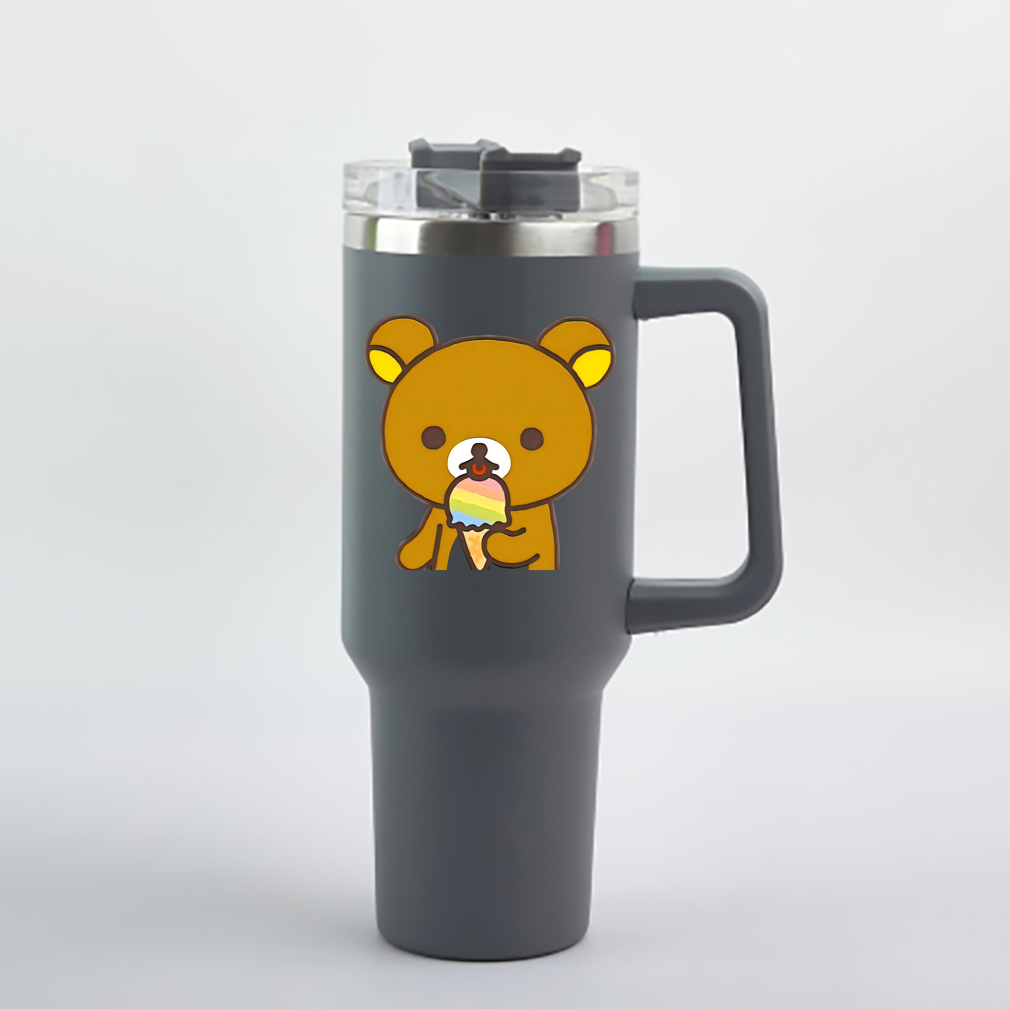 （画像用） リラックマ リラックマ キイロイトリ Rilakkuma Korilakkuma Kiiroitori 1200mL車用タンブラー - クリスタルステッカー（プラスチックストロー付き）
