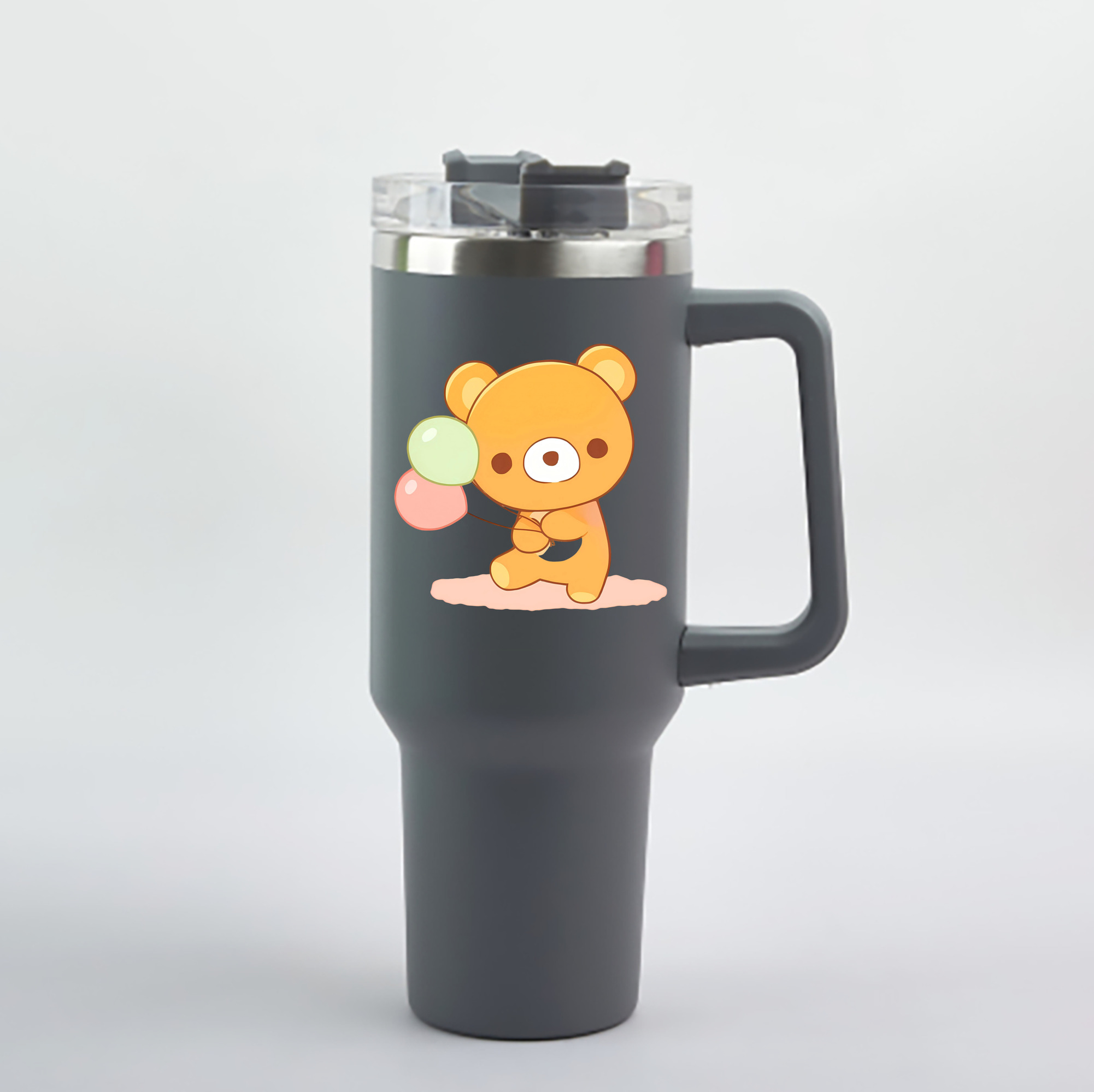 （画像用） リラックマ リラックマ キイロイトリ Rilakkuma Korilakkuma Kiiroitori 1200mL車用タンブラー - クリスタルステッカー（プラスチックストロー付き）