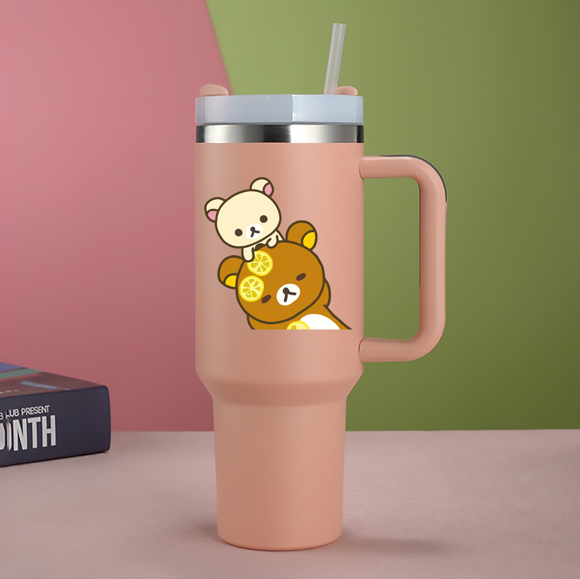 （画像用） リラックマ リラックマ キイロイトリ Rilakkuma Korilakkuma Kiiroitori 1200mL車用タンブラー - クリスタルステッカー（プラスチックストロー付き）