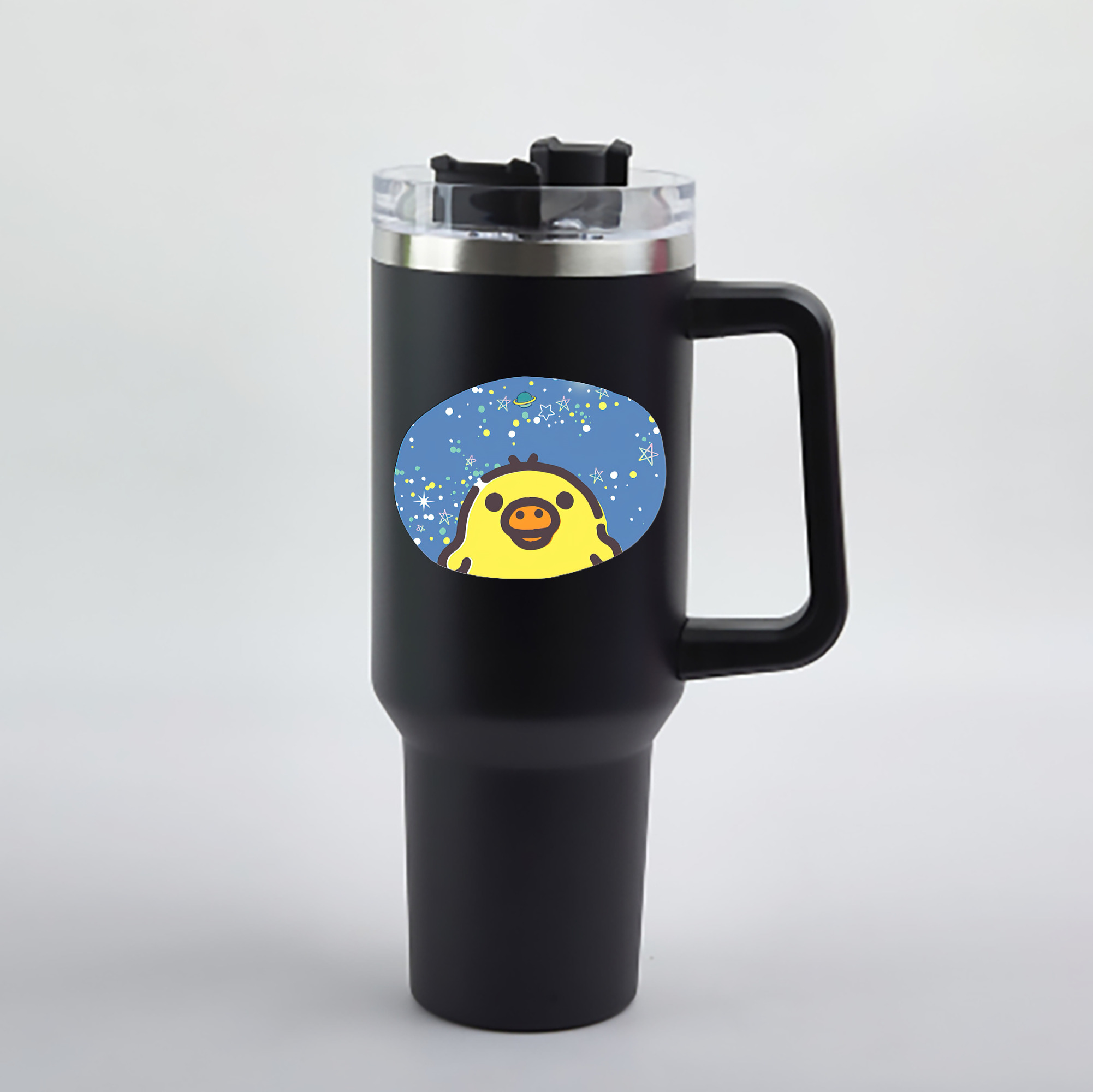 （画像用） リラックマ リラックマ キイロイトリ Rilakkuma Korilakkuma Kiiroitori 1200mL車用タンブラー - クリスタルステッカー（プラスチックストロー付き）