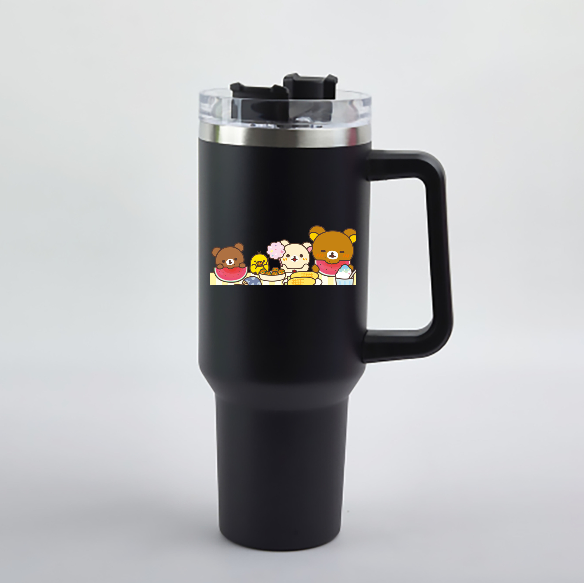 （画像用） リラックマ リラックマ キイロイトリ Rilakkuma Korilakkuma Kiiroitori 1200mL車用タンブラー - クリスタルステッカー（プラスチックストロー付き）
