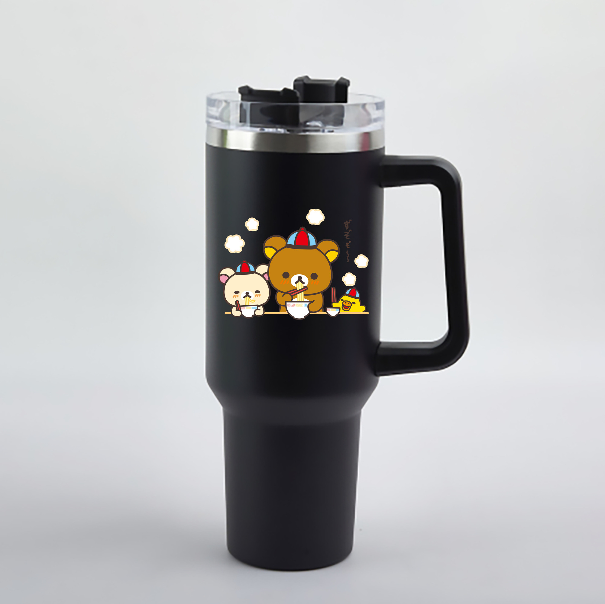 （画像用） リラックマ リラックマ キイロイトリ Rilakkuma Korilakkuma Kiiroitori 1200mL車用タンブラー - クリスタルステッカー（プラスチックストロー付き）