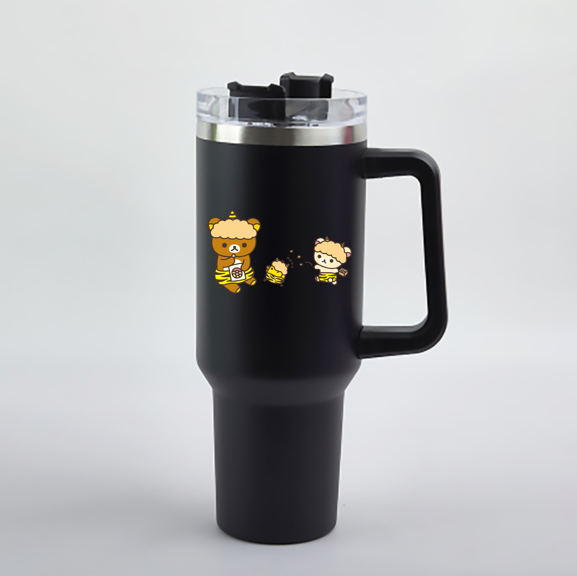 （画像用） リラックマ リラックマ キイロイトリ Rilakkuma Korilakkuma Kiiroitori 1200mL車用タンブラー - クリスタルステッカー（プラスチックストロー付き）