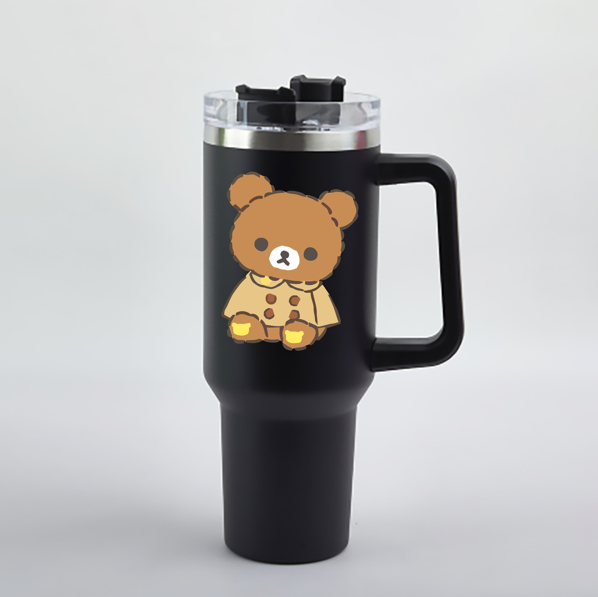 （画像用） リラックマ リラックマ キイロイトリ Rilakkuma Korilakkuma Kiiroitori 1200mL車用タンブラー - クリスタルステッカー（プラスチックストロー付き）
