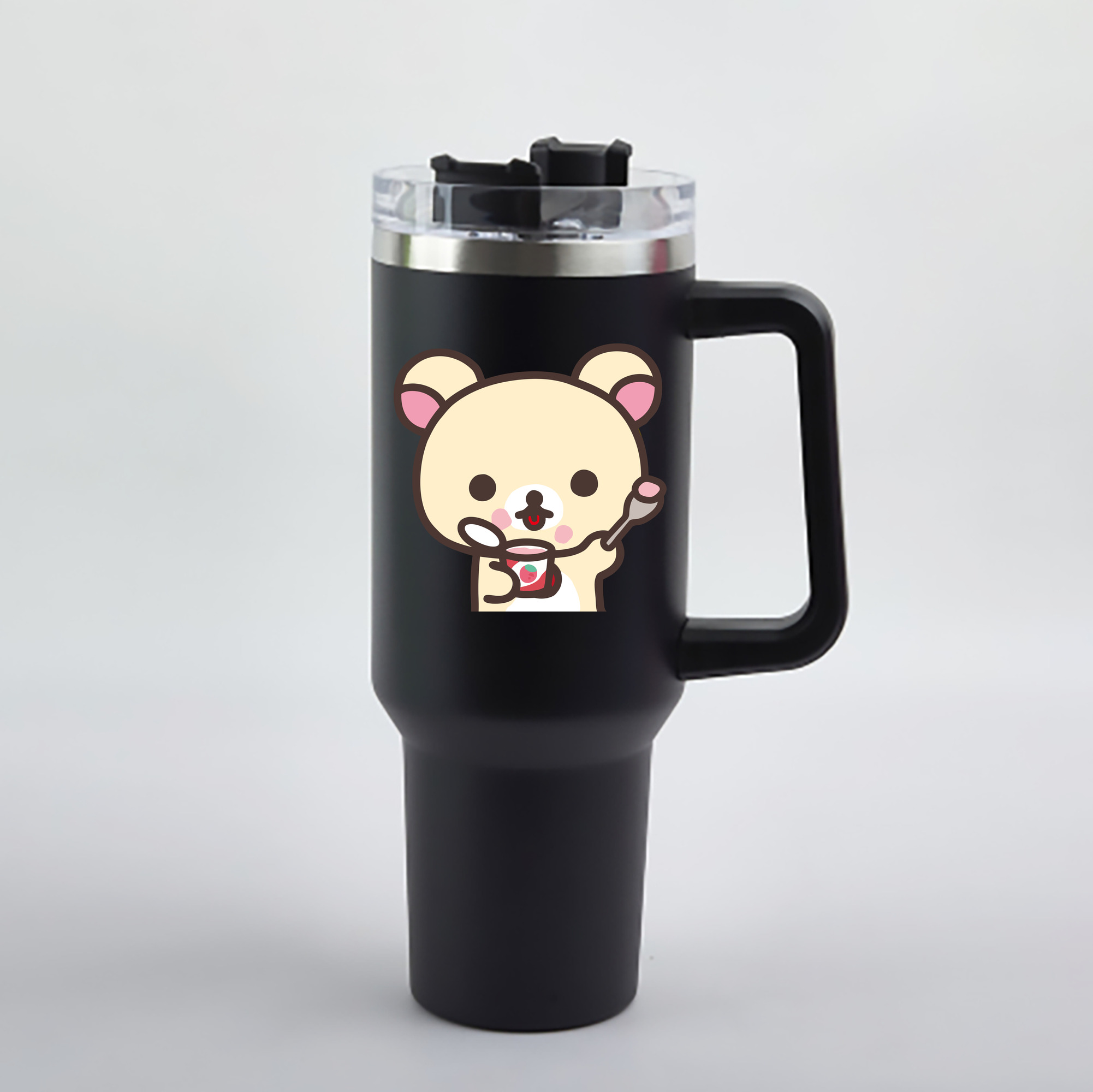 （画像用） リラックマ リラックマ キイロイトリ Rilakkuma Korilakkuma Kiiroitori 1200mL車用タンブラー - クリスタルステッカー（プラスチックストロー付き）