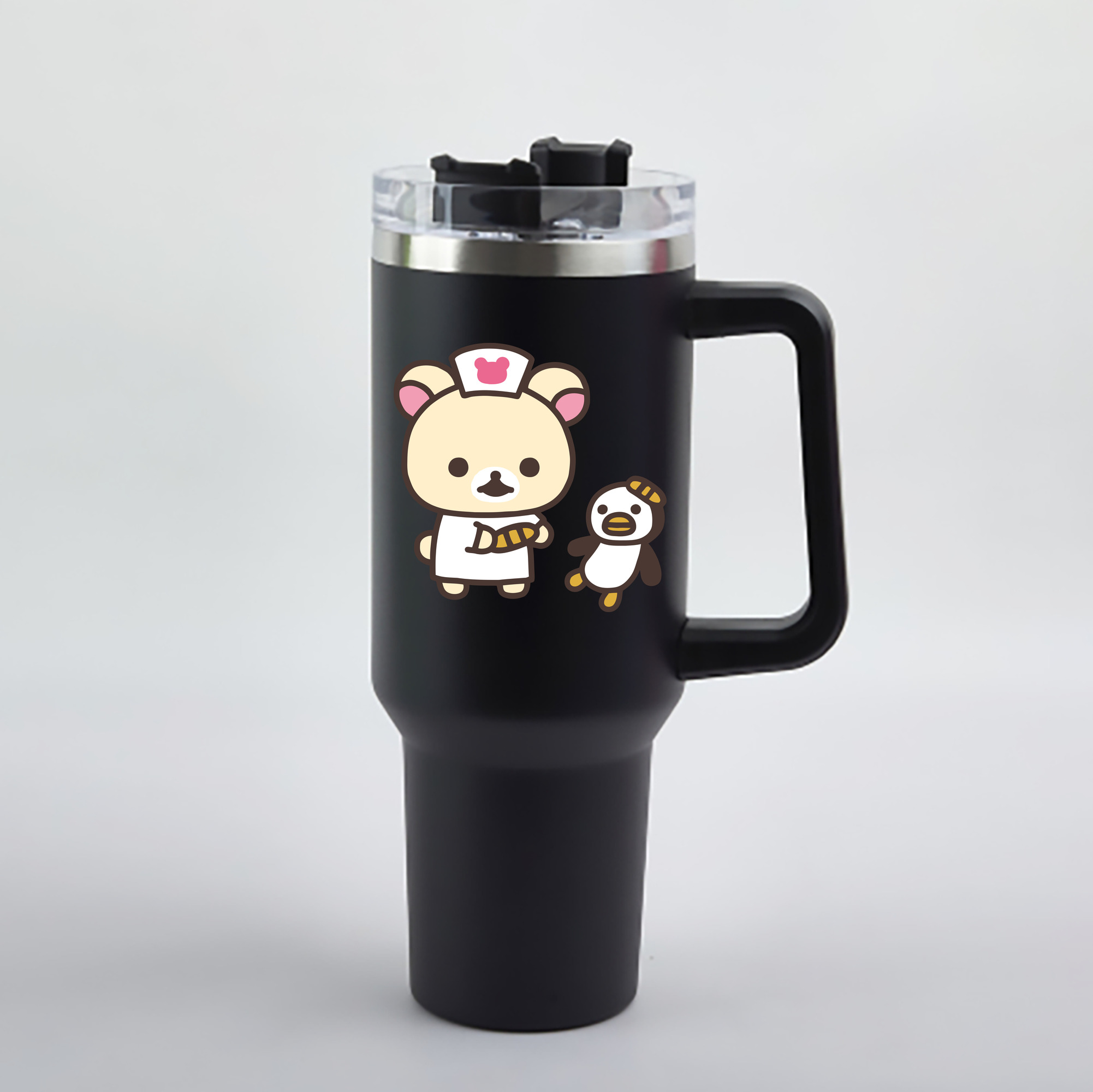 リラックマ リラックマ キイロイトリ Rilakkuma Korilakkuma Kiiroitori 1200mL車用タンブラー - クリスタルステッカー（プラスチックストロー付き）
