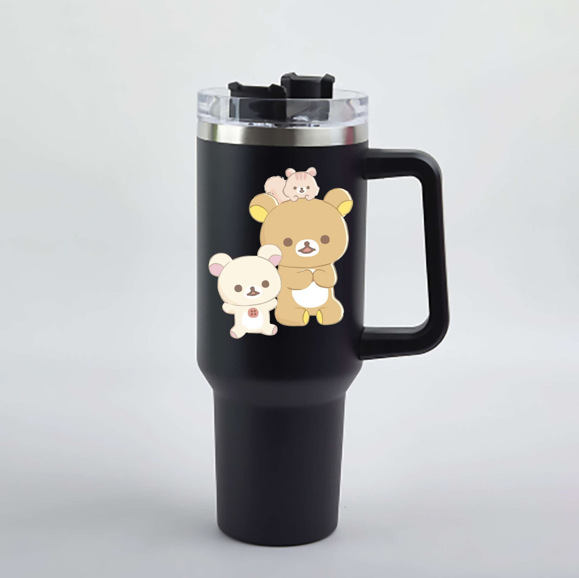 （画像用） リラックマ リラックマ キイロイトリ Rilakkuma Korilakkuma Kiiroitori 1200mL車用タンブラー - クリスタルステッカー（プラスチックストロー付き）