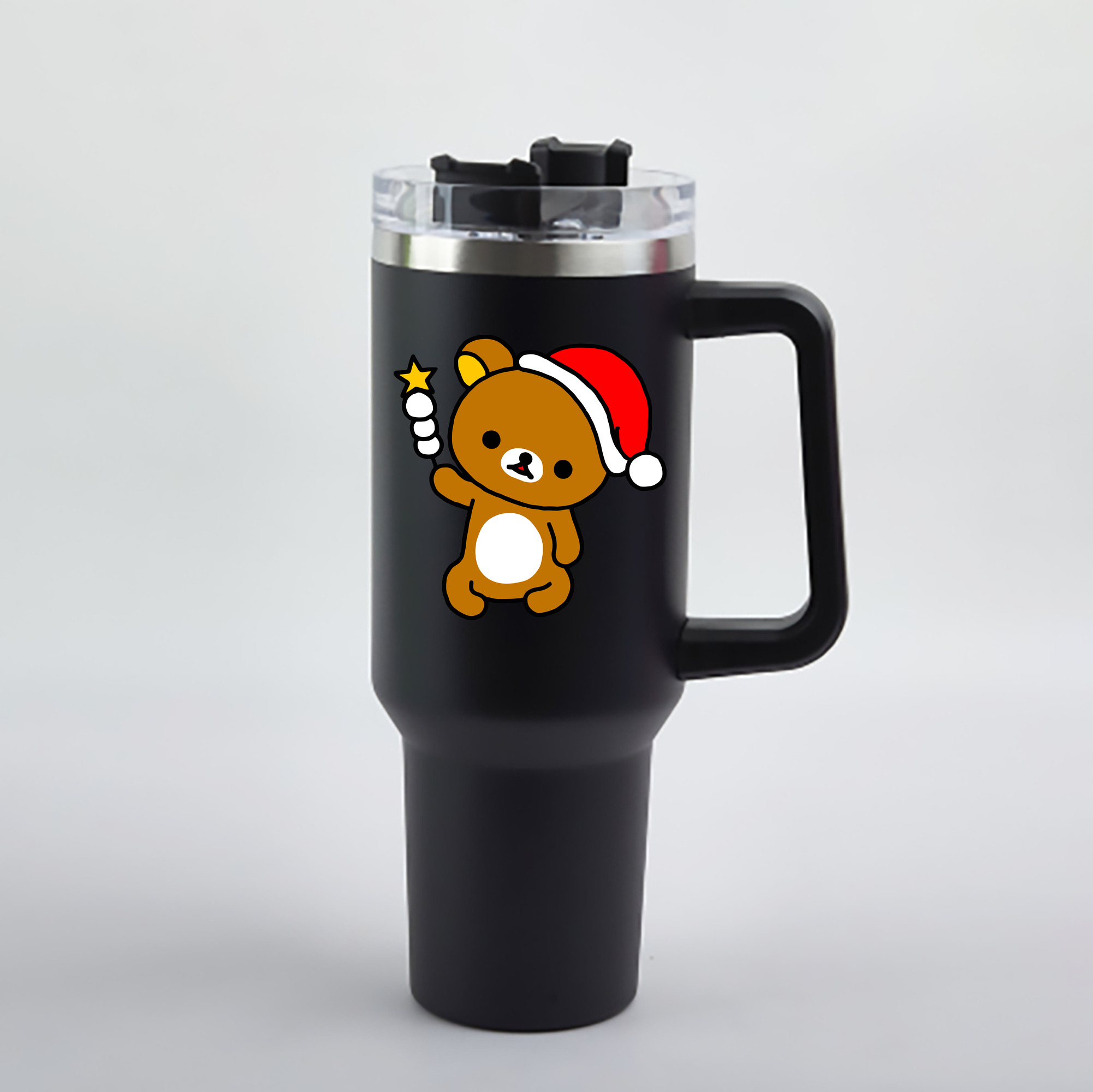 （画像用） リラックマ リラックマ キイロイトリ Rilakkuma Korilakkuma Kiiroitori 1200mL車用タンブラー - クリスタルステッカー（プラスチックストロー付き）