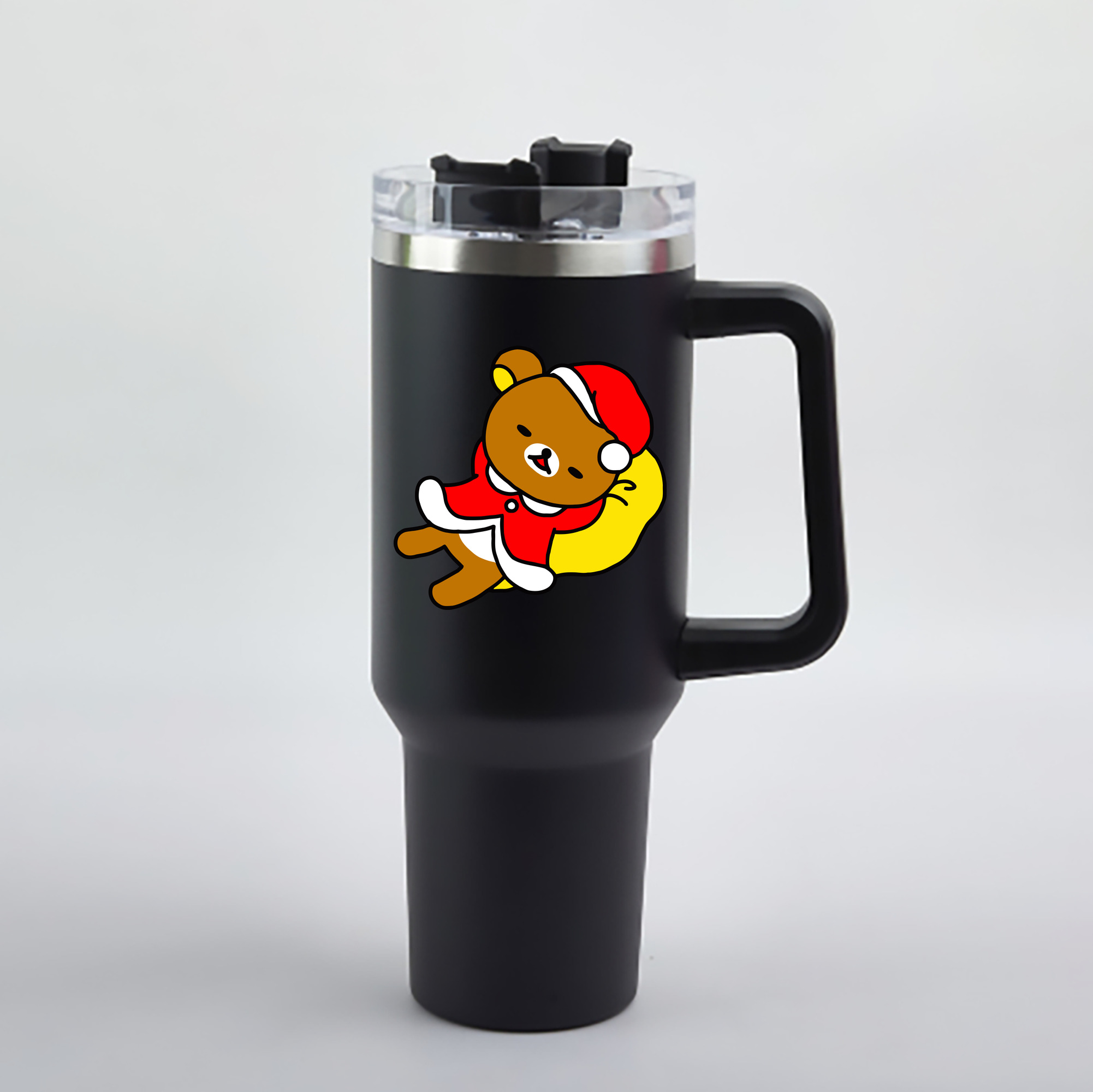 （画像用） リラックマ リラックマ キイロイトリ Rilakkuma Korilakkuma Kiiroitori 1200mL車用タンブラー - クリスタルステッカー（プラスチックストロー付き）