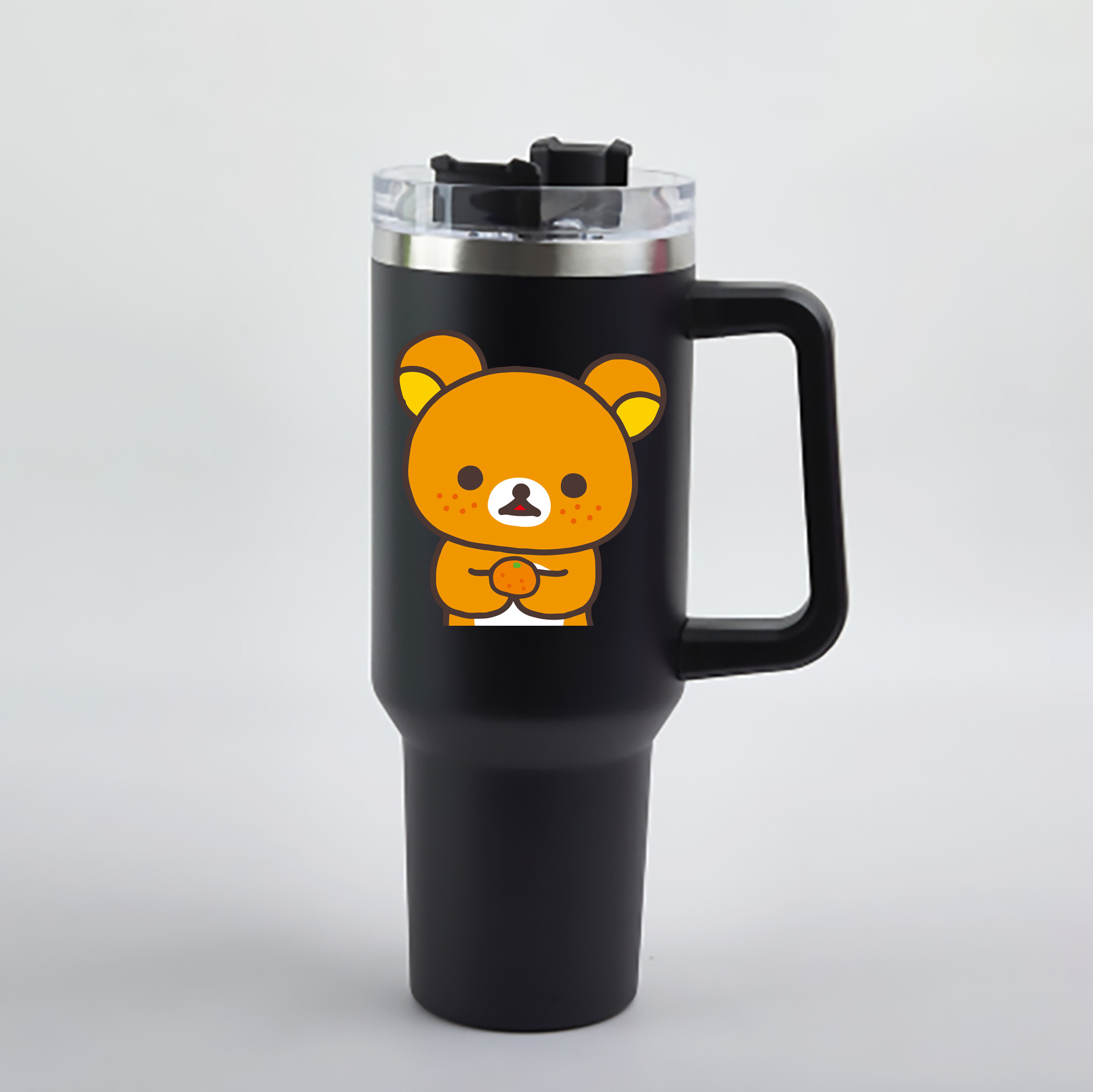 （画像用） リラックマ リラックマ キイロイトリ Rilakkuma Korilakkuma Kiiroitori 1200mL車用タンブラー - クリスタルステッカー（プラスチックストロー付き）