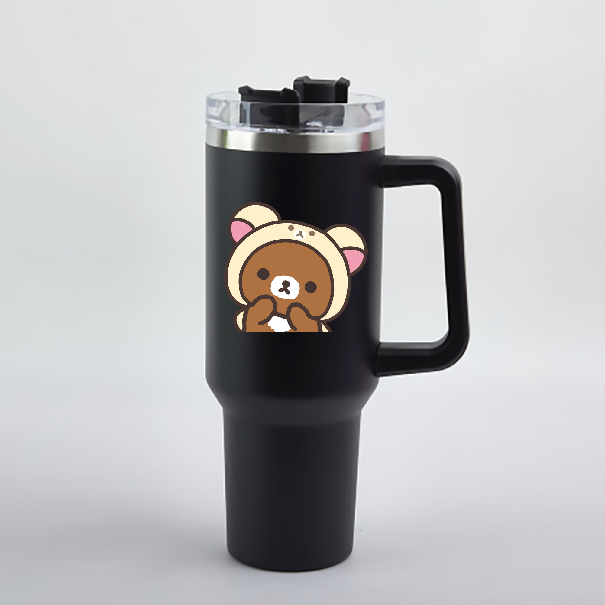 （画像用） リラックマ リラックマ キイロイトリ Rilakkuma Korilakkuma Kiiroitori 1200mL車用タンブラー - クリスタルステッカー（プラスチックストロー付き）