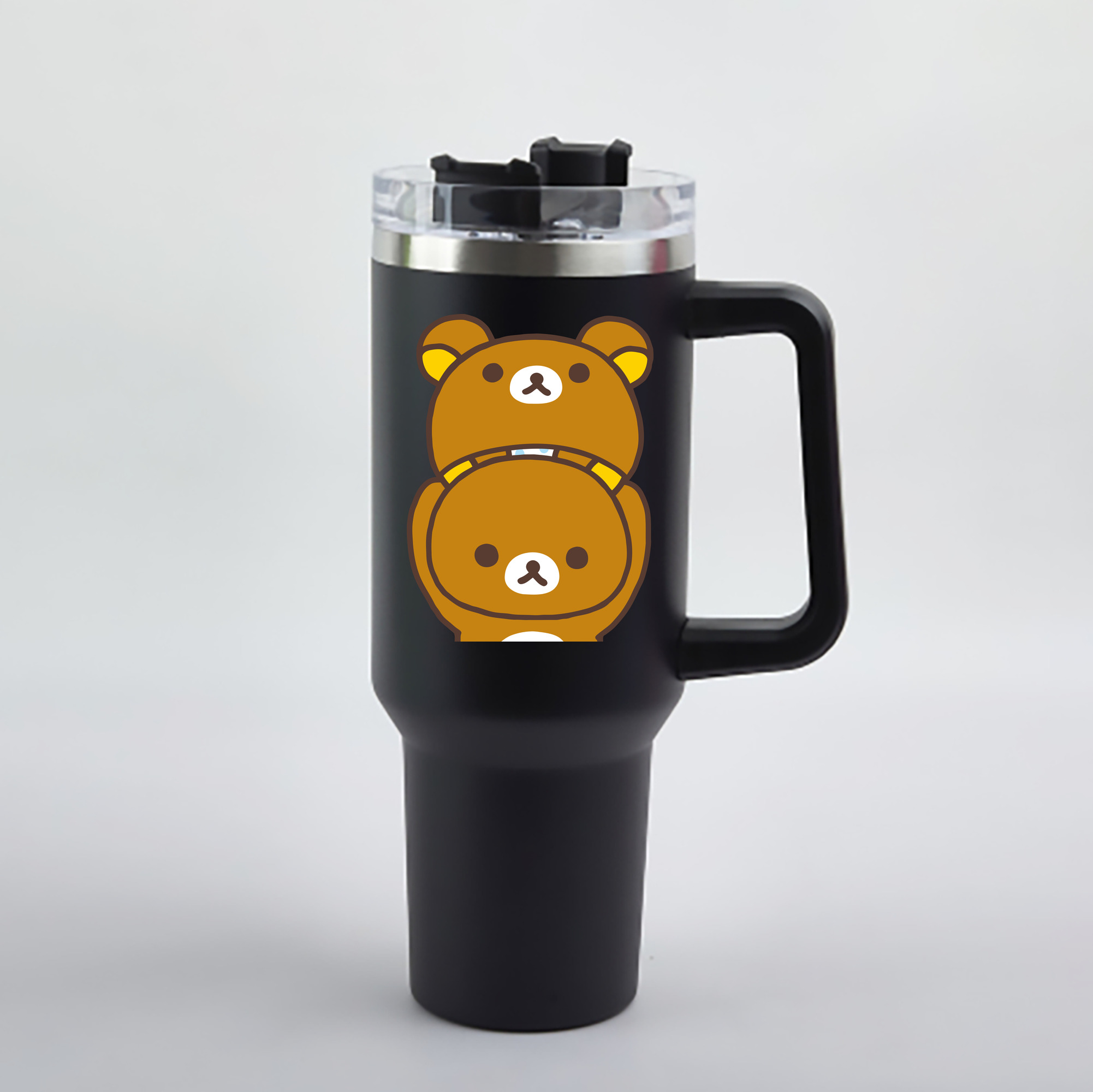 （画像用） リラックマ リラックマ キイロイトリ Rilakkuma Korilakkuma Kiiroitori 1200mL車用タンブラー - クリスタルステッカー（プラスチックストロー付き）
