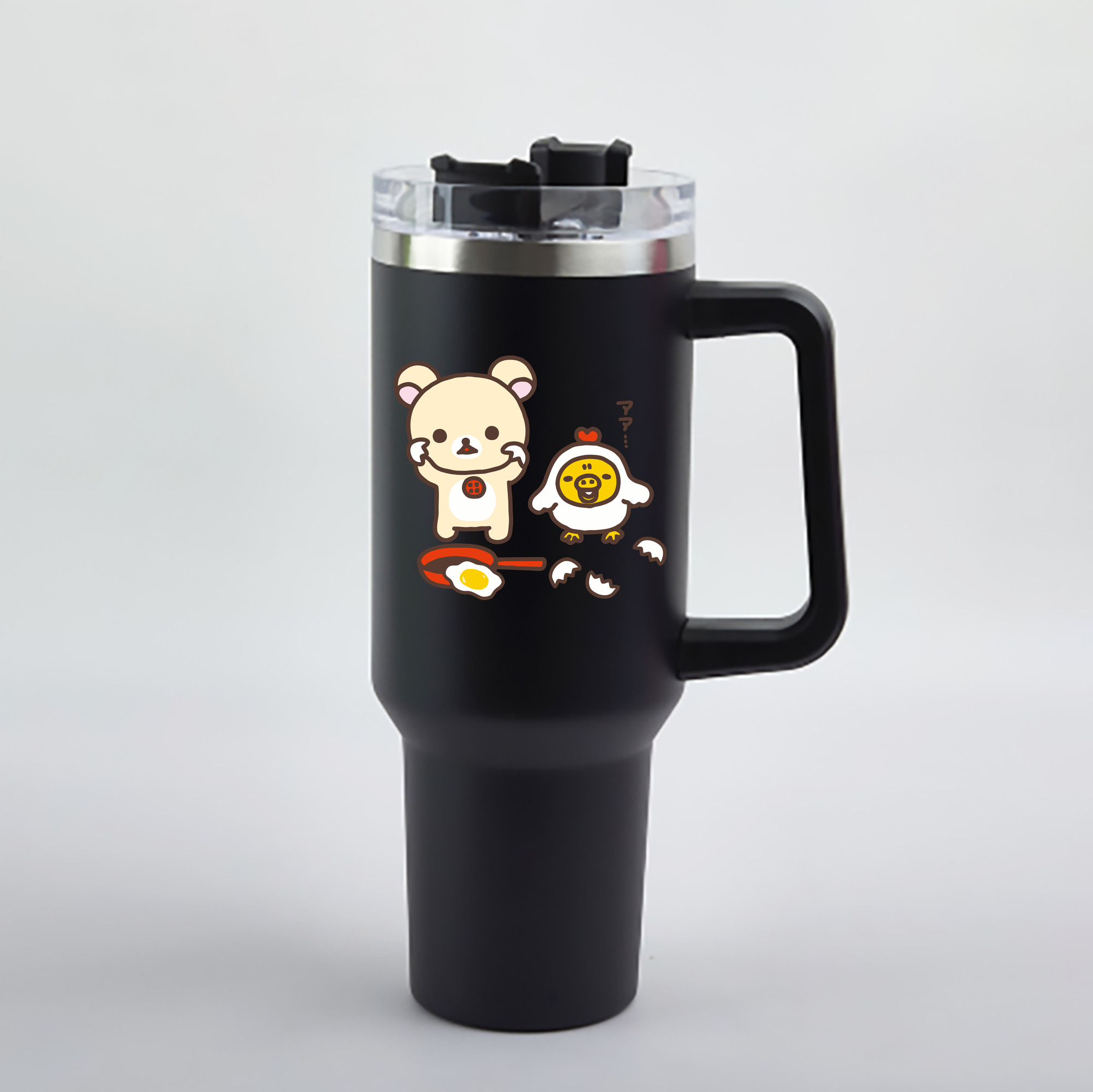 （画像用） リラックマ リラックマ キイロイトリ Rilakkuma Korilakkuma Kiiroitori 1200mL車用タンブラー - クリスタルステッカー（プラスチックストロー付き）