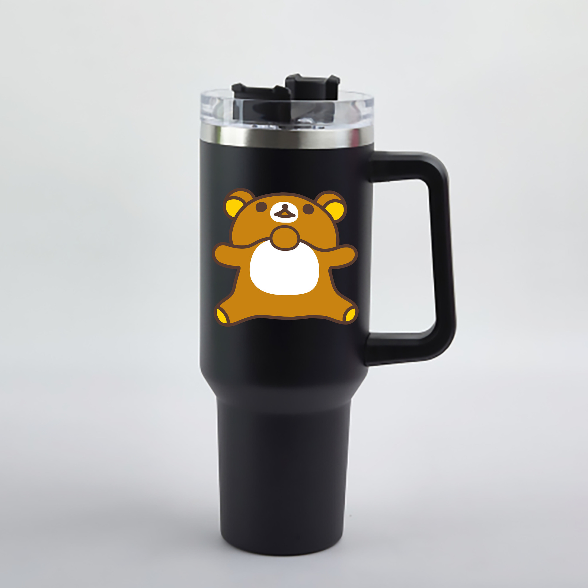 （画像用） リラックマ リラックマ キイロイトリ Rilakkuma Korilakkuma Kiiroitori 1200mL車用タンブラー - クリスタルステッカー（プラスチックストロー付き）