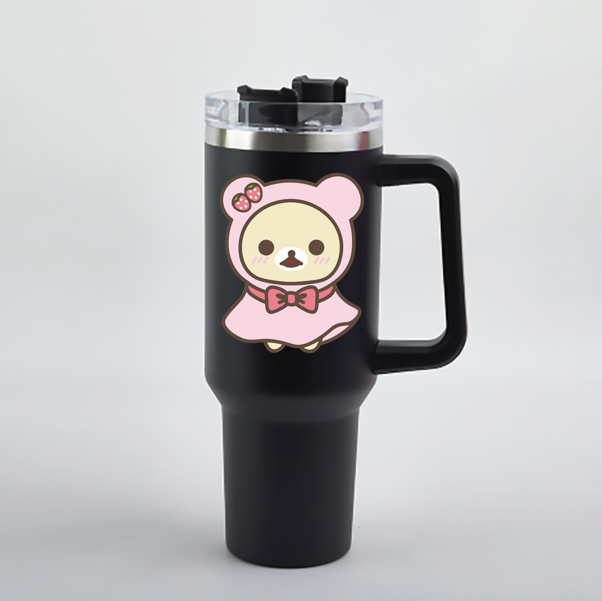 （画像用） リラックマ リラックマ キイロイトリ Rilakkuma Korilakkuma Kiiroitori 1200mL車用タンブラー - クリスタルステッカー（プラスチックストロー付き）
