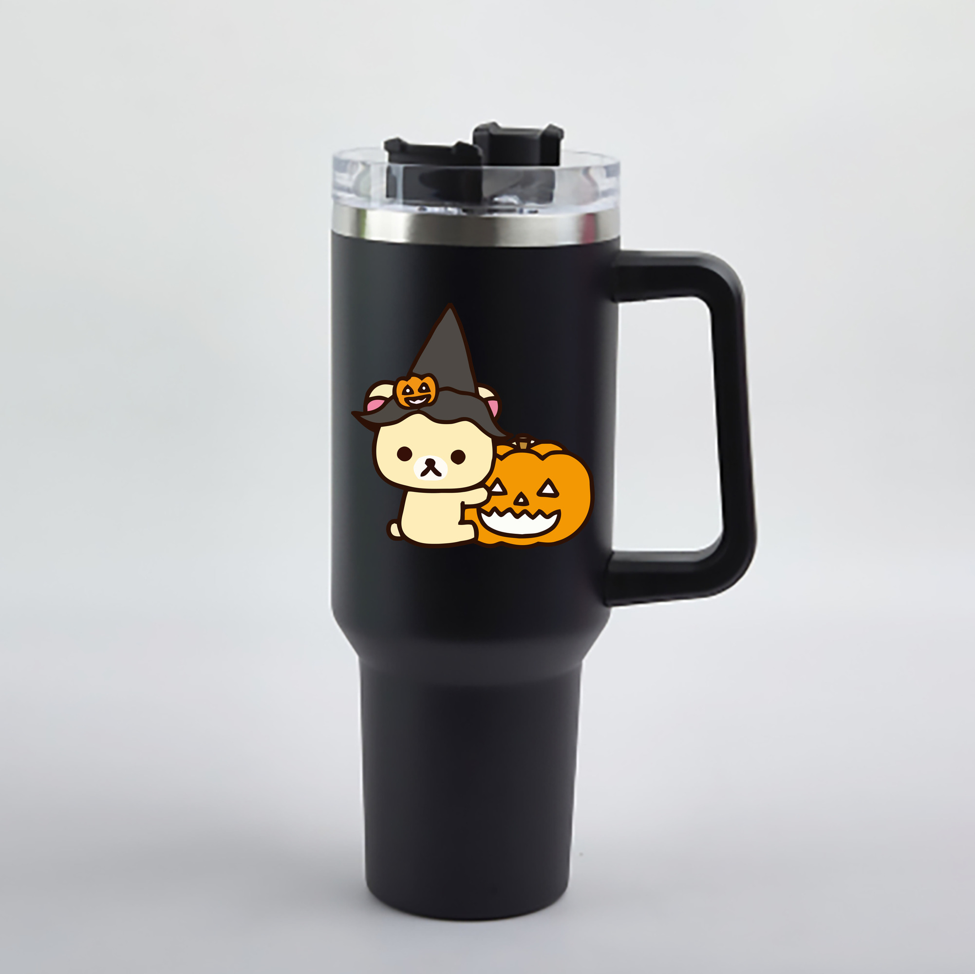 （画像用） リラックマ リラックマ キイロイトリ Rilakkuma Korilakkuma Kiiroitori 1200mL車用タンブラー - クリスタルステッカー（プラスチックストロー付き）