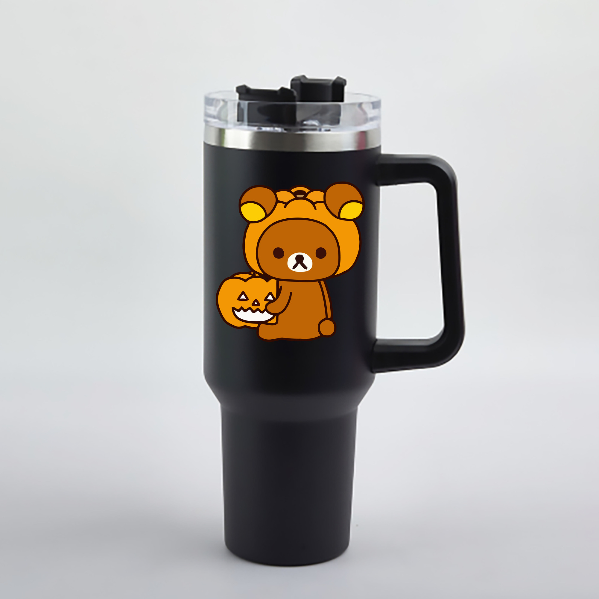 （画像用） リラックマ リラックマ キイロイトリ Rilakkuma Korilakkuma Kiiroitori 1200mL車用タンブラー - クリスタルステッカー（プラスチックストロー付き）