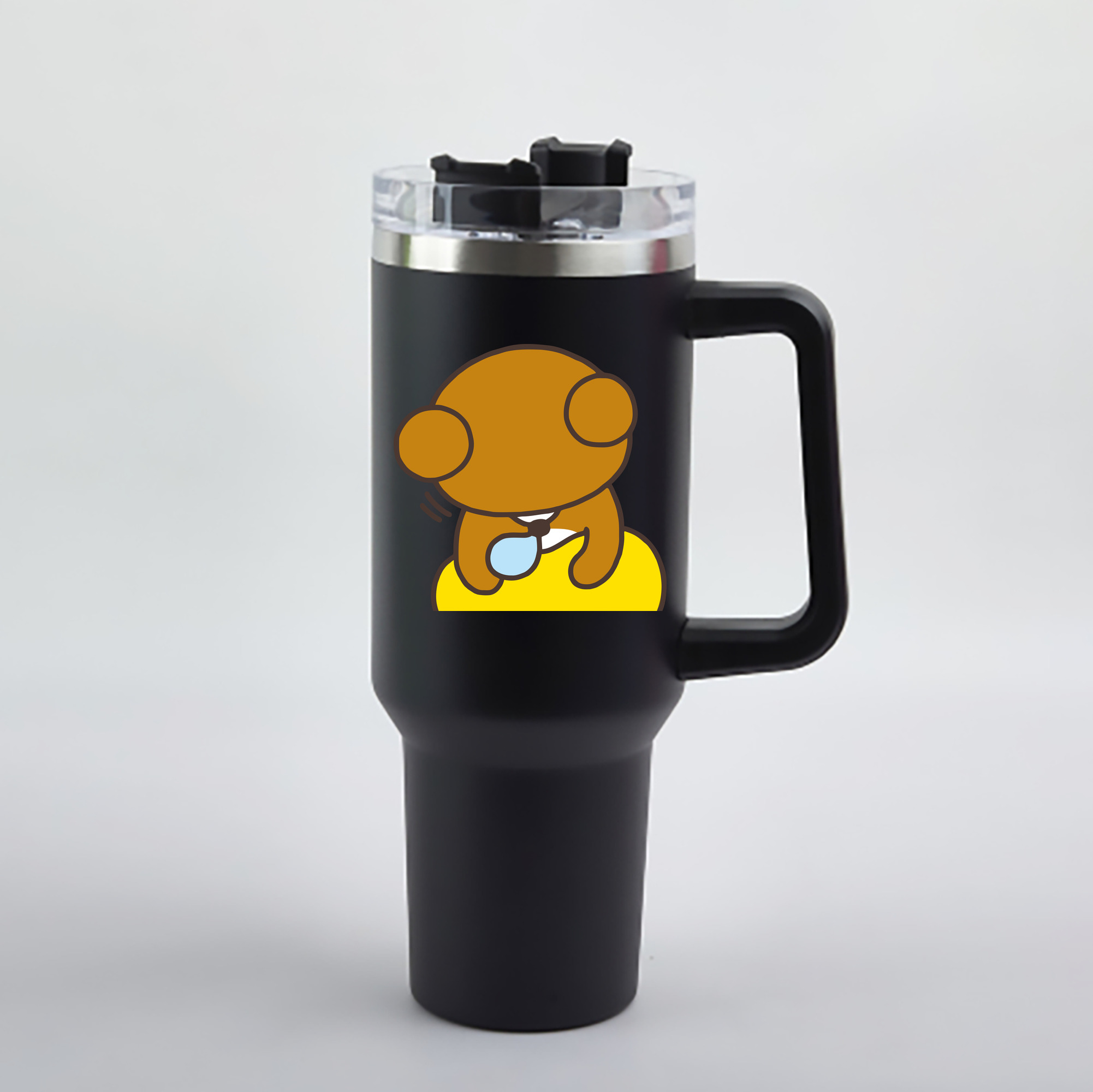 （画像用） リラックマ リラックマ キイロイトリ Rilakkuma Korilakkuma Kiiroitori 1200mL車用タンブラー - クリスタルステッカー（プラスチックストロー付き）