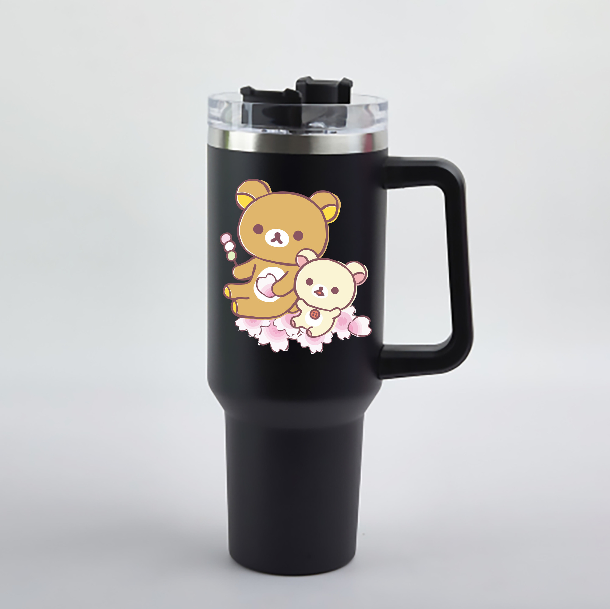 （画像用） リラックマ リラックマ キイロイトリ Rilakkuma Korilakkuma Kiiroitori 1200mL車用タンブラー - クリスタルステッカー（プラスチックストロー付き）