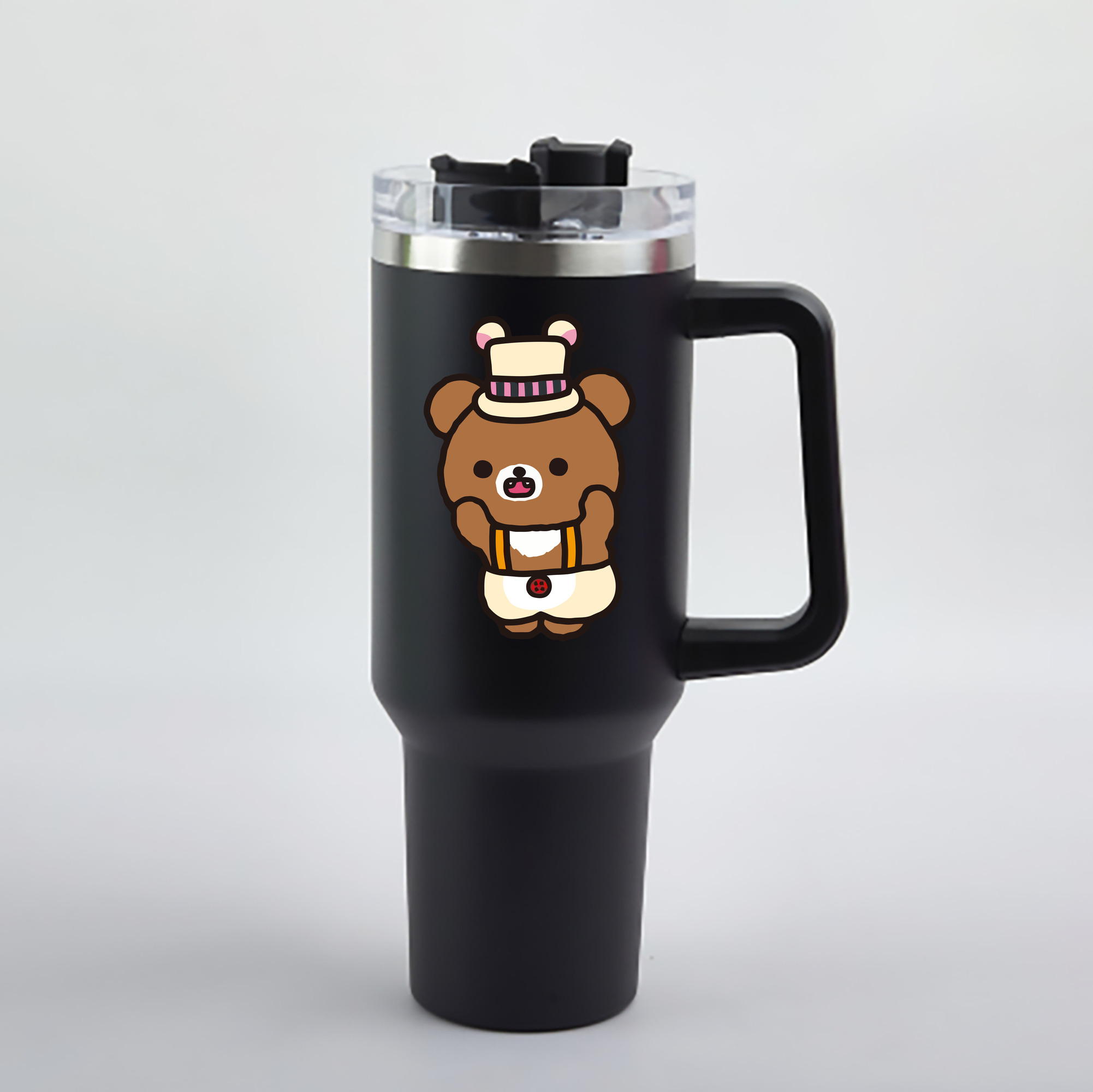 （画像用） リラックマ リラックマ キイロイトリ Rilakkuma Korilakkuma Kiiroitori 1200mL車用タンブラー - クリスタルステッカー（プラスチックストロー付き）