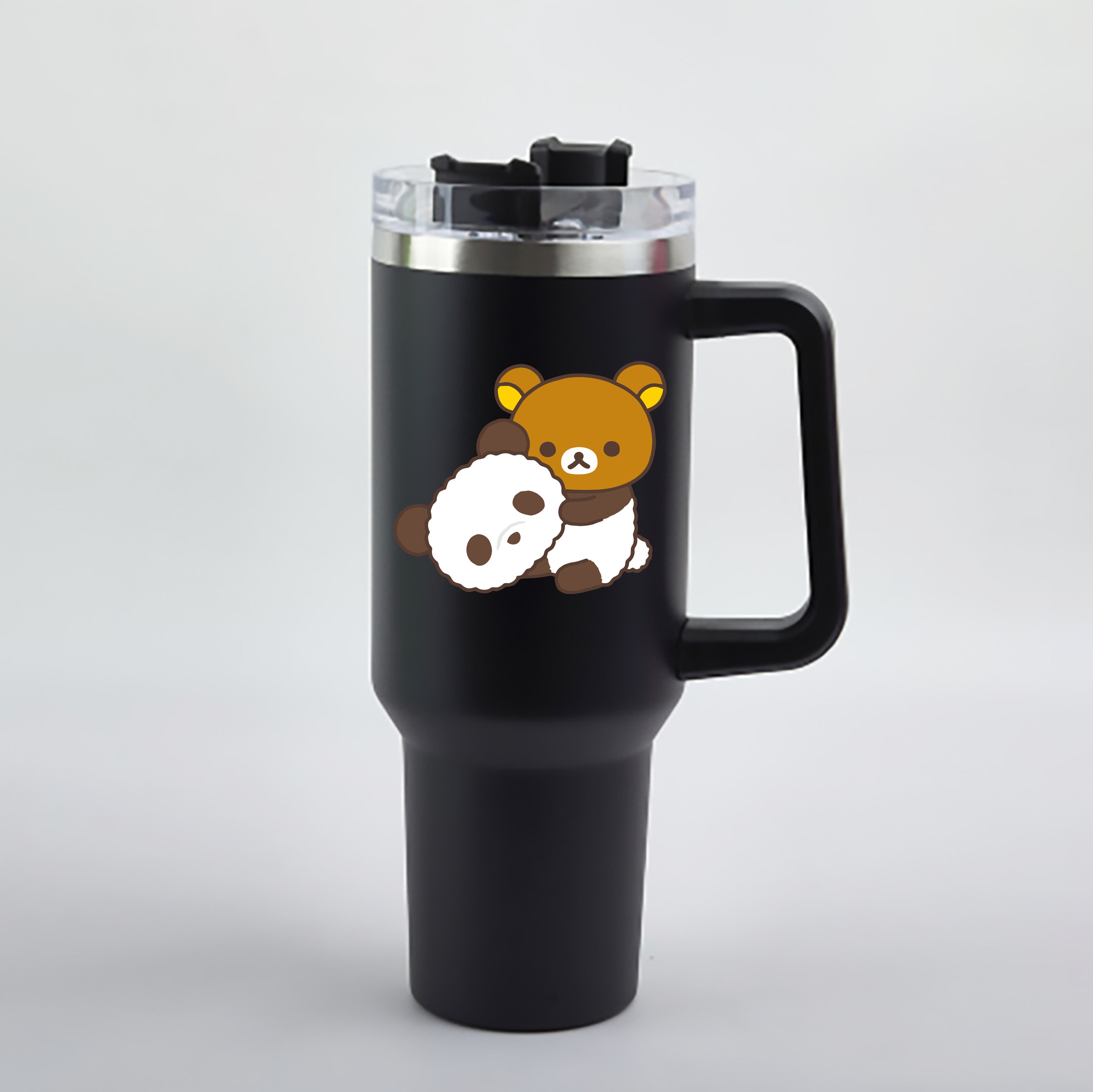 （画像用） リラックマ リラックマ キイロイトリ Rilakkuma Korilakkuma Kiiroitori 1200mL車用タンブラー - クリスタルステッカー（プラスチックストロー付き）