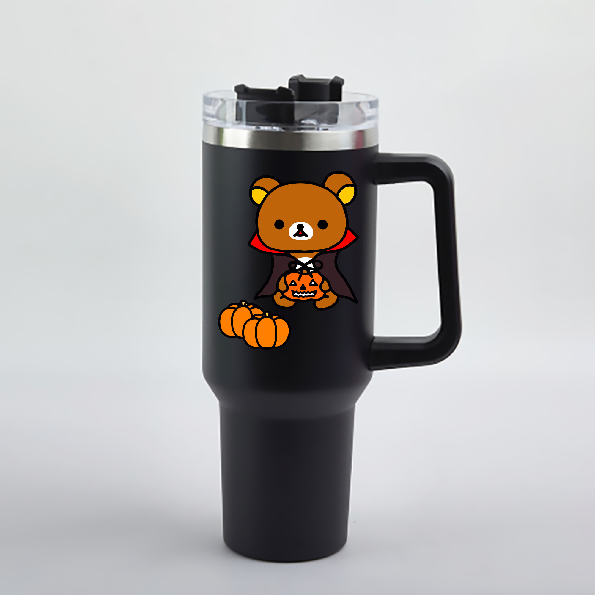 （画像用） リラックマ リラックマ キイロイトリ Rilakkuma Korilakkuma Kiiroitori 1200mL車用タンブラー - クリスタルステッカー（プラスチックストロー付き）