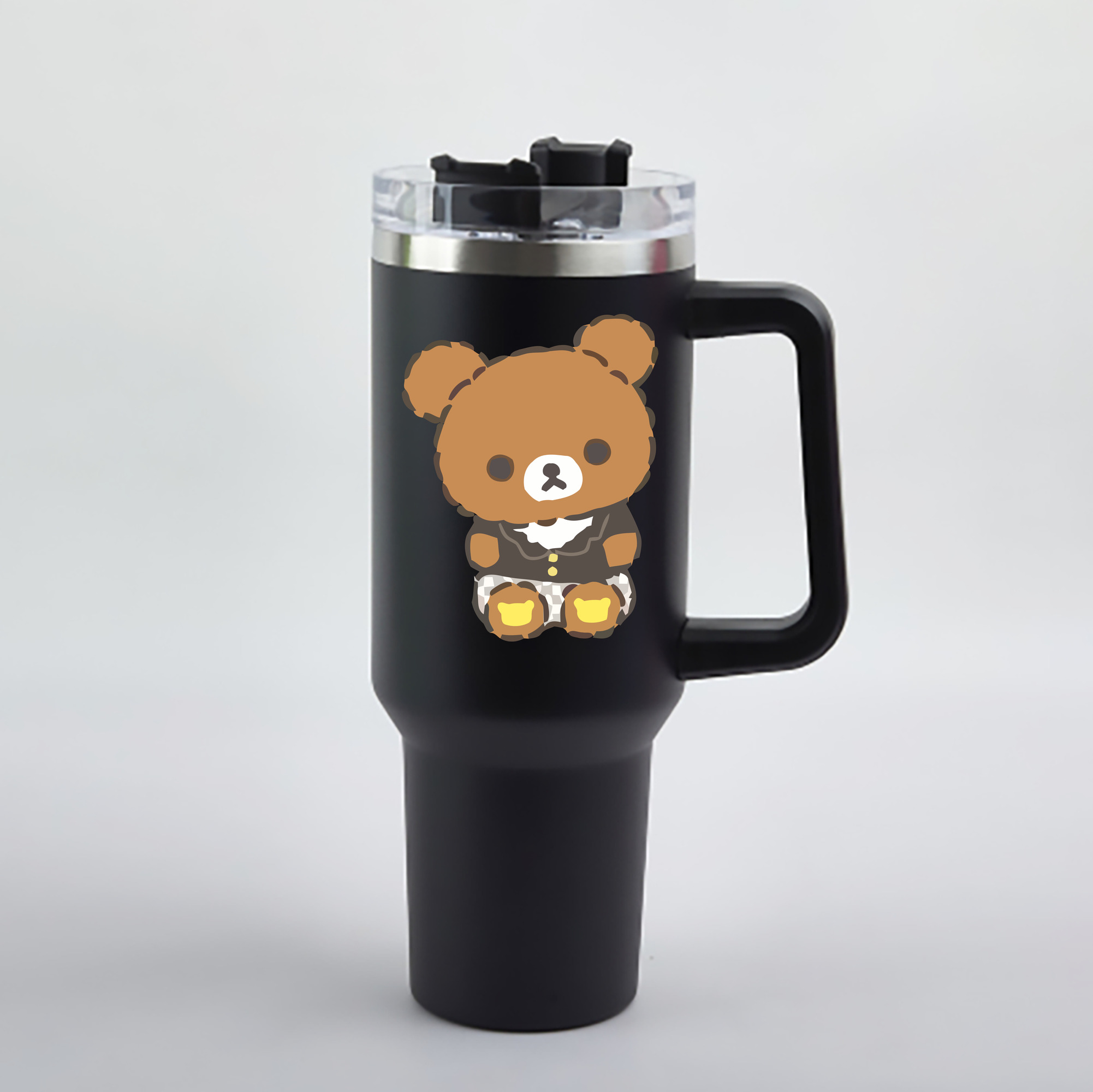 （画像用） リラックマ リラックマ キイロイトリ Rilakkuma Korilakkuma Kiiroitori 1200mL車用タンブラー - クリスタルステッカー（プラスチックストロー付き）
