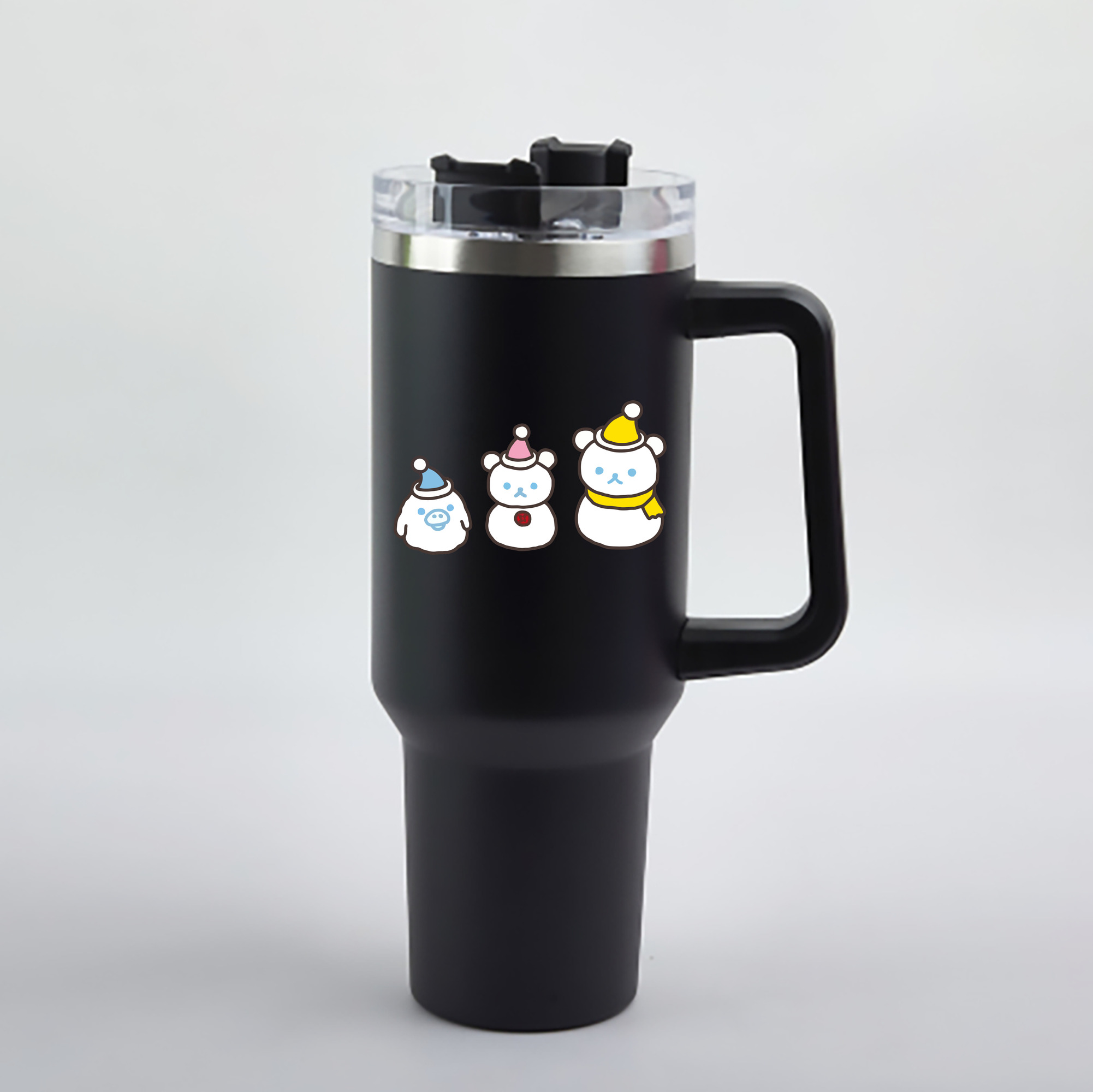 （画像用） リラックマ リラックマ キイロイトリ Rilakkuma Korilakkuma Kiiroitori 1200mL車用タンブラー - クリスタルステッカー（プラスチックストロー付き）