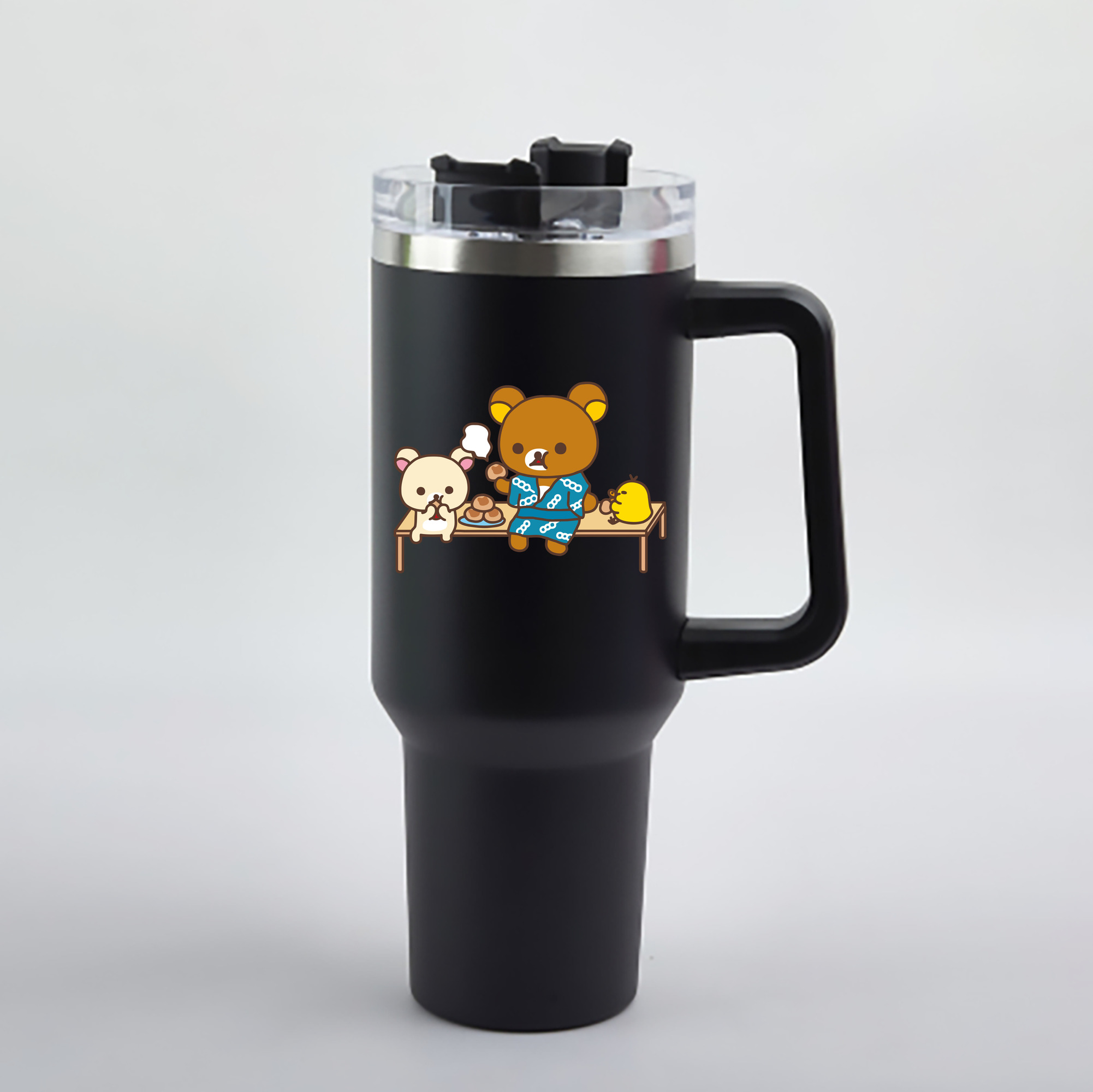 （画像用） リラックマ リラックマ キイロイトリ Rilakkuma Korilakkuma Kiiroitori 1200mL車用タンブラー - クリスタルステッカー（プラスチックストロー付き）