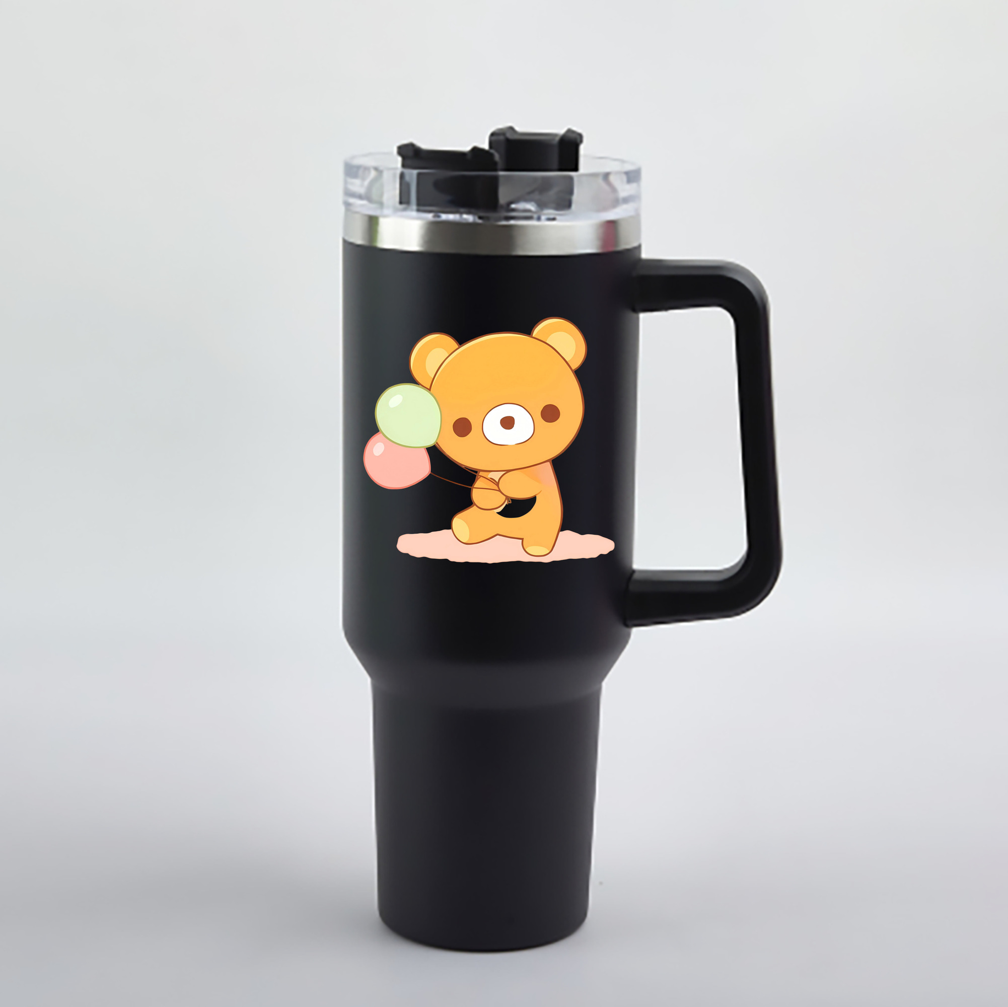 （画像用） リラックマ リラックマ キイロイトリ Rilakkuma Korilakkuma Kiiroitori 1200mL車用タンブラー - クリスタルステッカー（プラスチックストロー付き）
