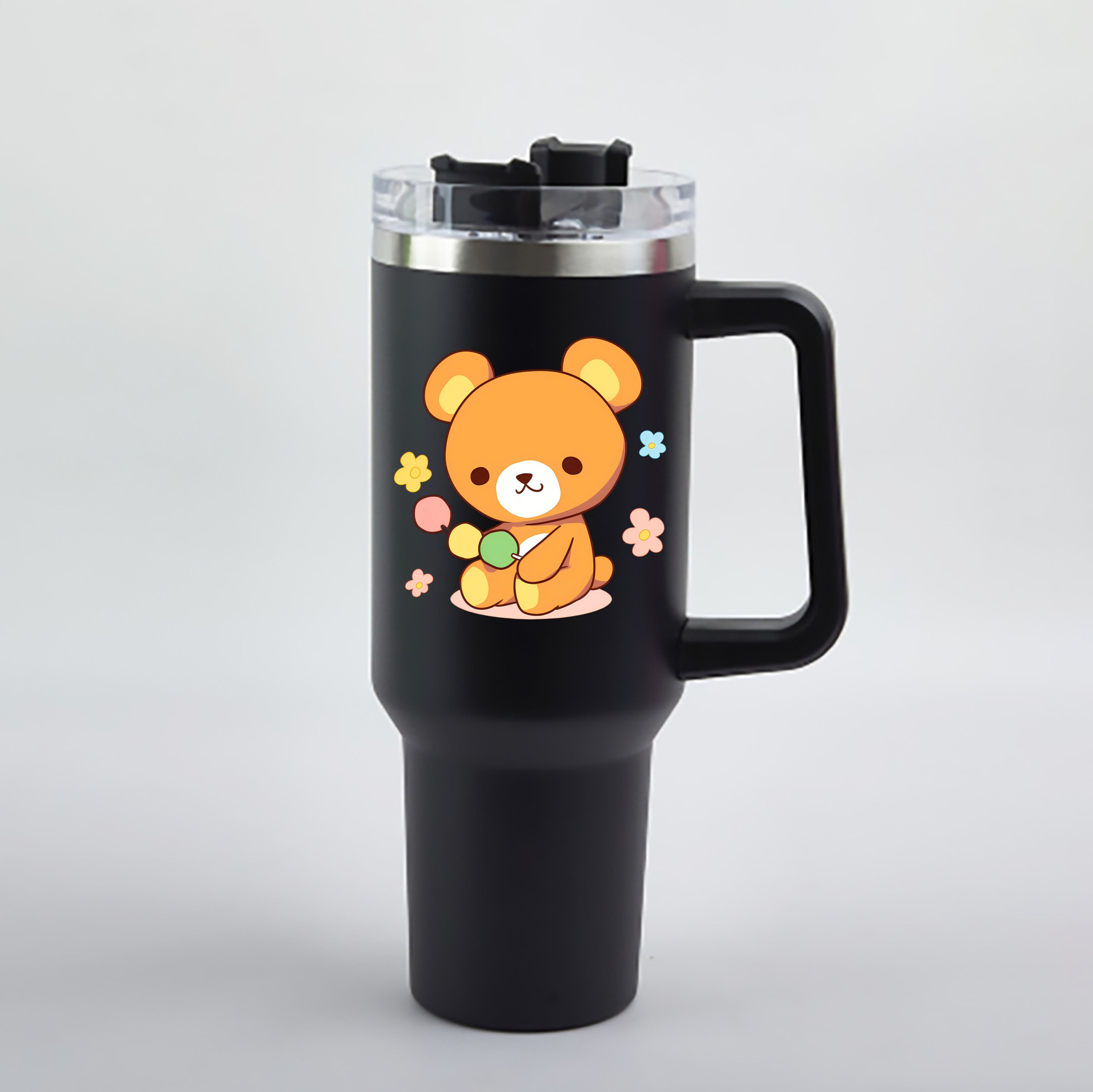 （画像用） リラックマ リラックマ キイロイトリ Rilakkuma Korilakkuma Kiiroitori 1200mL車用タンブラー - クリスタルステッカー（プラスチックストロー付き）