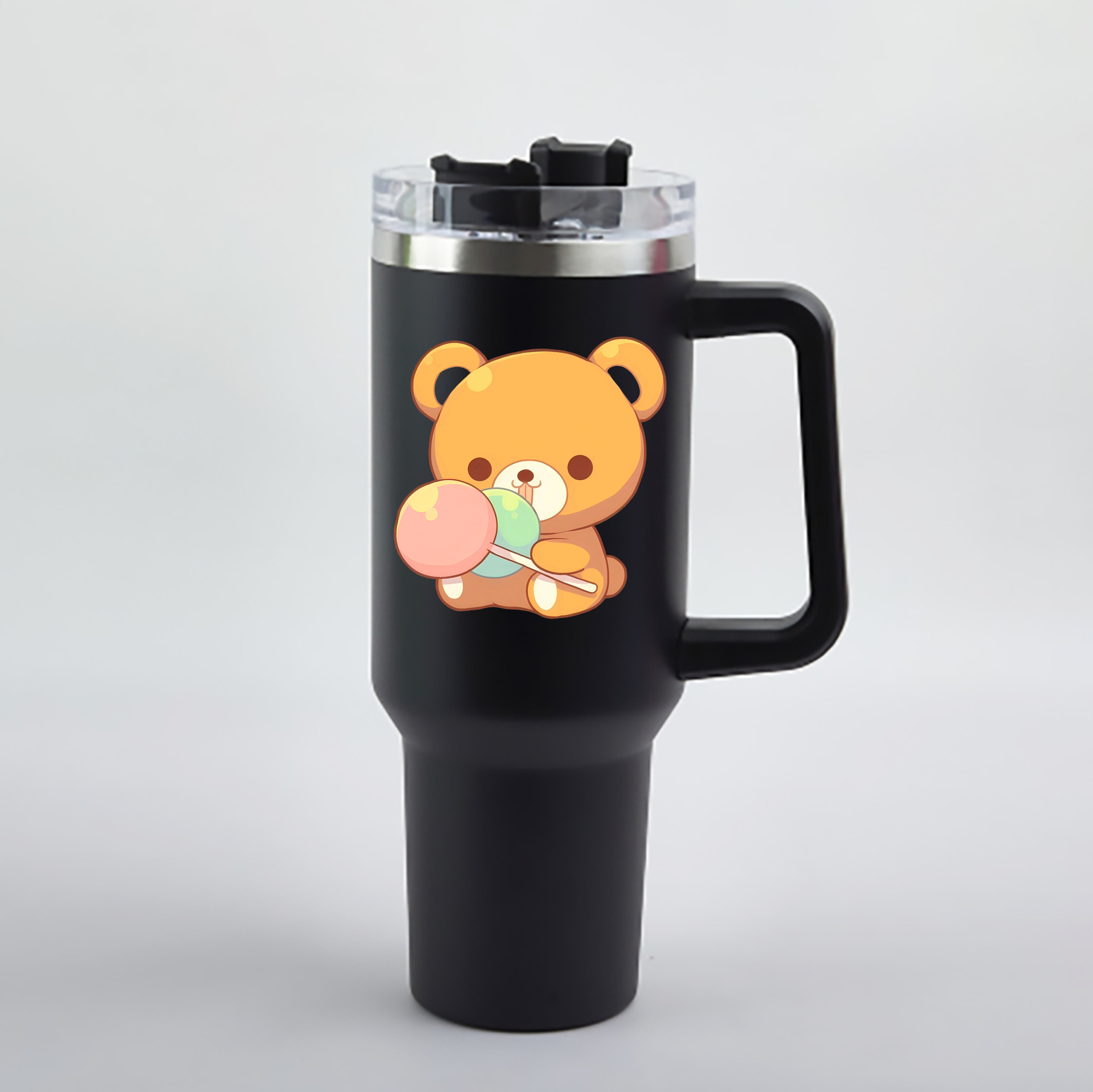 （画像用） リラックマ リラックマ キイロイトリ Rilakkuma Korilakkuma Kiiroitori 1200mL車用タンブラー - クリスタルステッカー（プラスチックストロー付き）