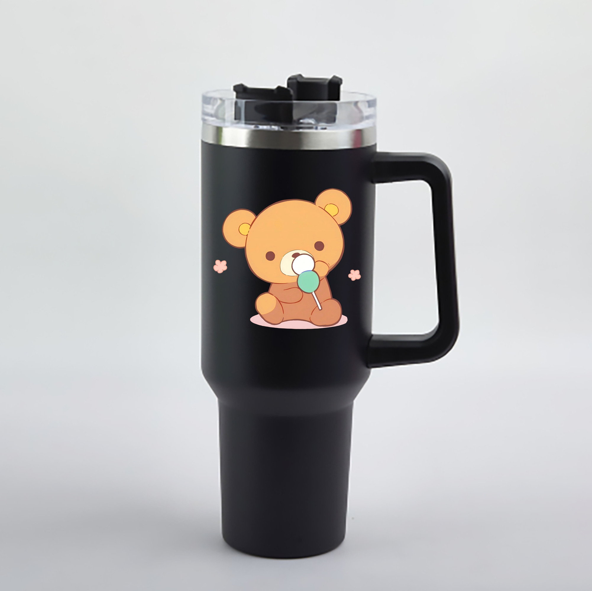 （画像用） リラックマ リラックマ キイロイトリ Rilakkuma Korilakkuma Kiiroitori 1200mL車用タンブラー - クリスタルステッカー（プラスチックストロー付き）