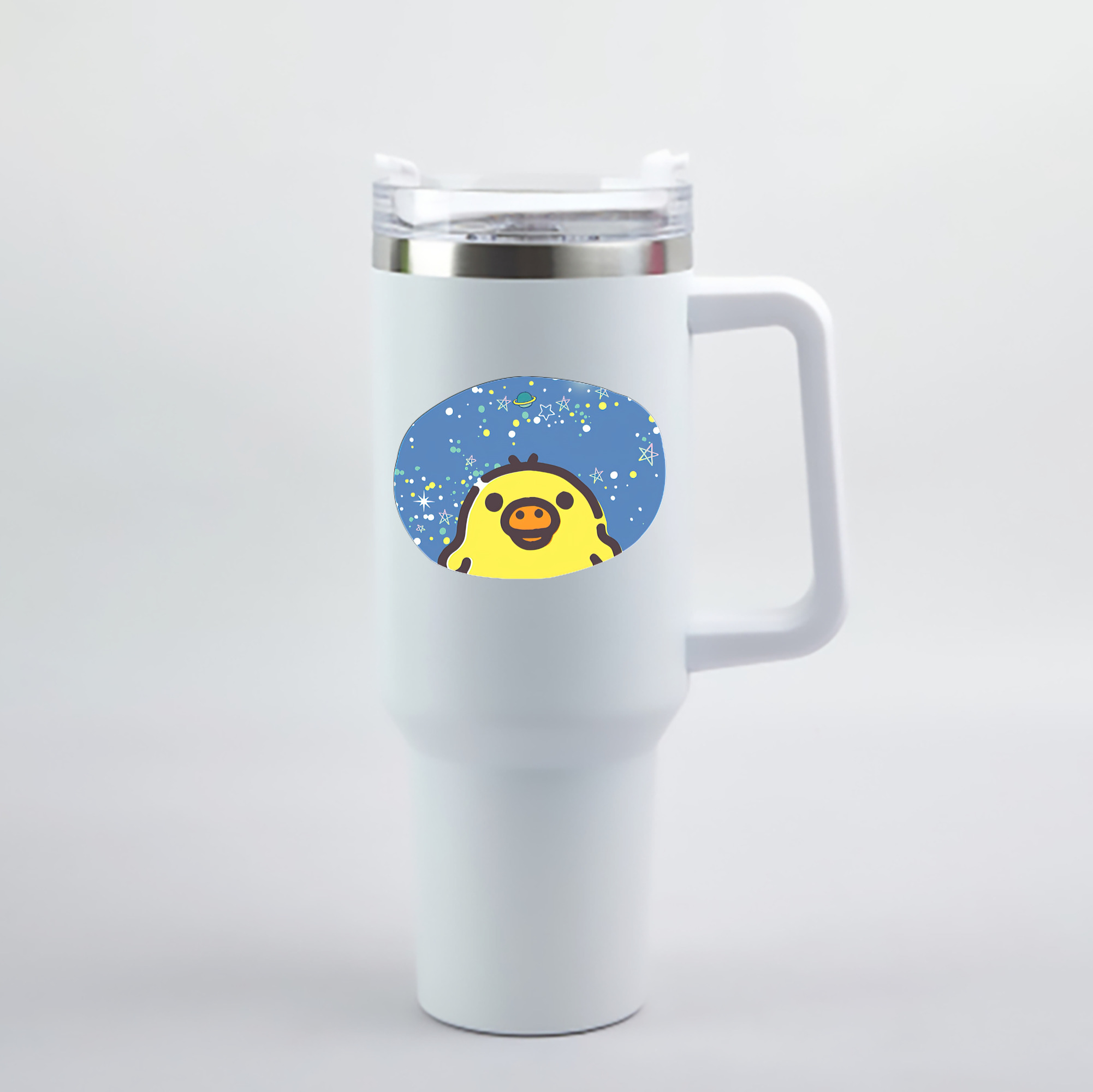 （画像用） リラックマ リラックマ キイロイトリ Rilakkuma Korilakkuma Kiiroitori 1200mL車用タンブラー - クリスタルステッカー（プラスチックストロー付き）