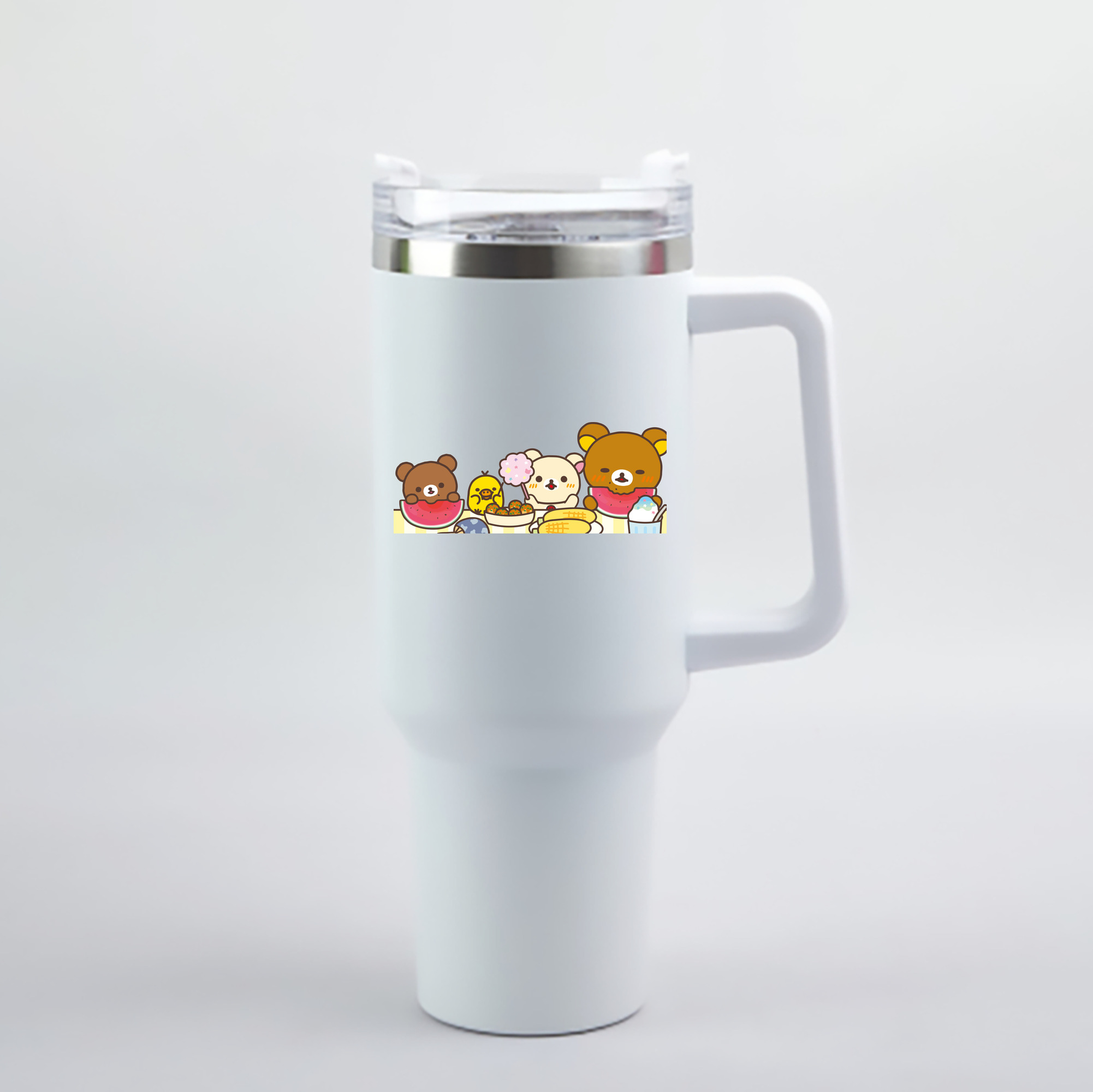 （画像用） リラックマ リラックマ キイロイトリ Rilakkuma Korilakkuma Kiiroitori 1200mL車用タンブラー - クリスタルステッカー（プラスチックストロー付き）