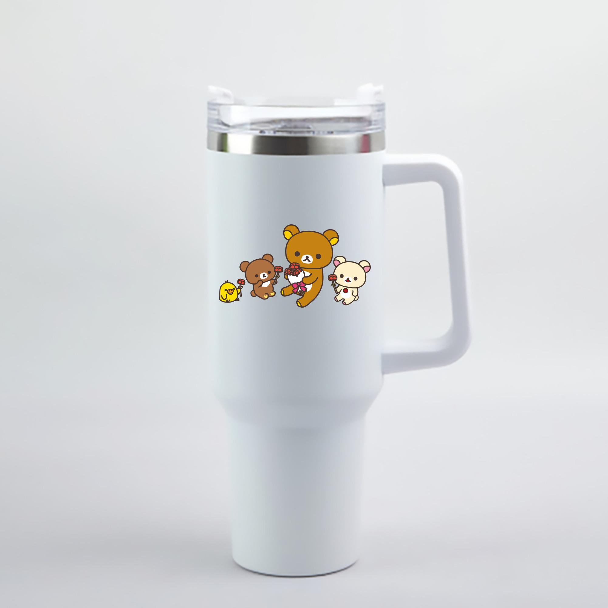 （画像用） リラックマ リラックマ キイロイトリ Rilakkuma Korilakkuma Kiiroitori 1200mL車用タンブラー - クリスタルステッカー（プラスチックストロー付き）