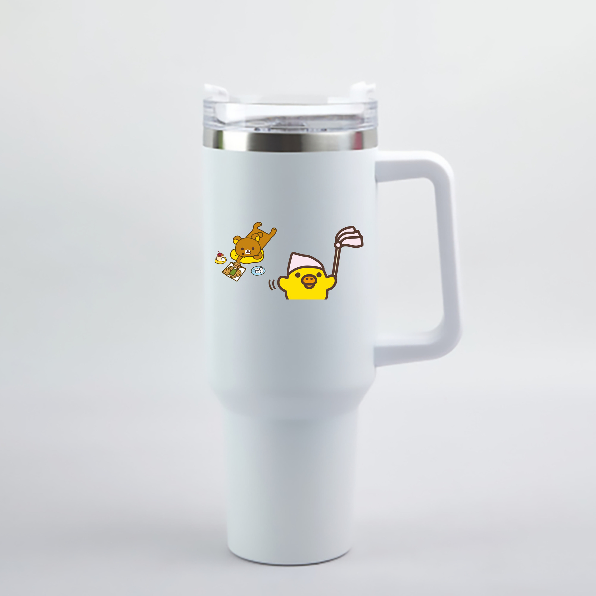 （画像用） リラックマ リラックマ キイロイトリ Rilakkuma Korilakkuma Kiiroitori 1200mL車用タンブラー - クリスタルステッカー（プラスチックストロー付き）