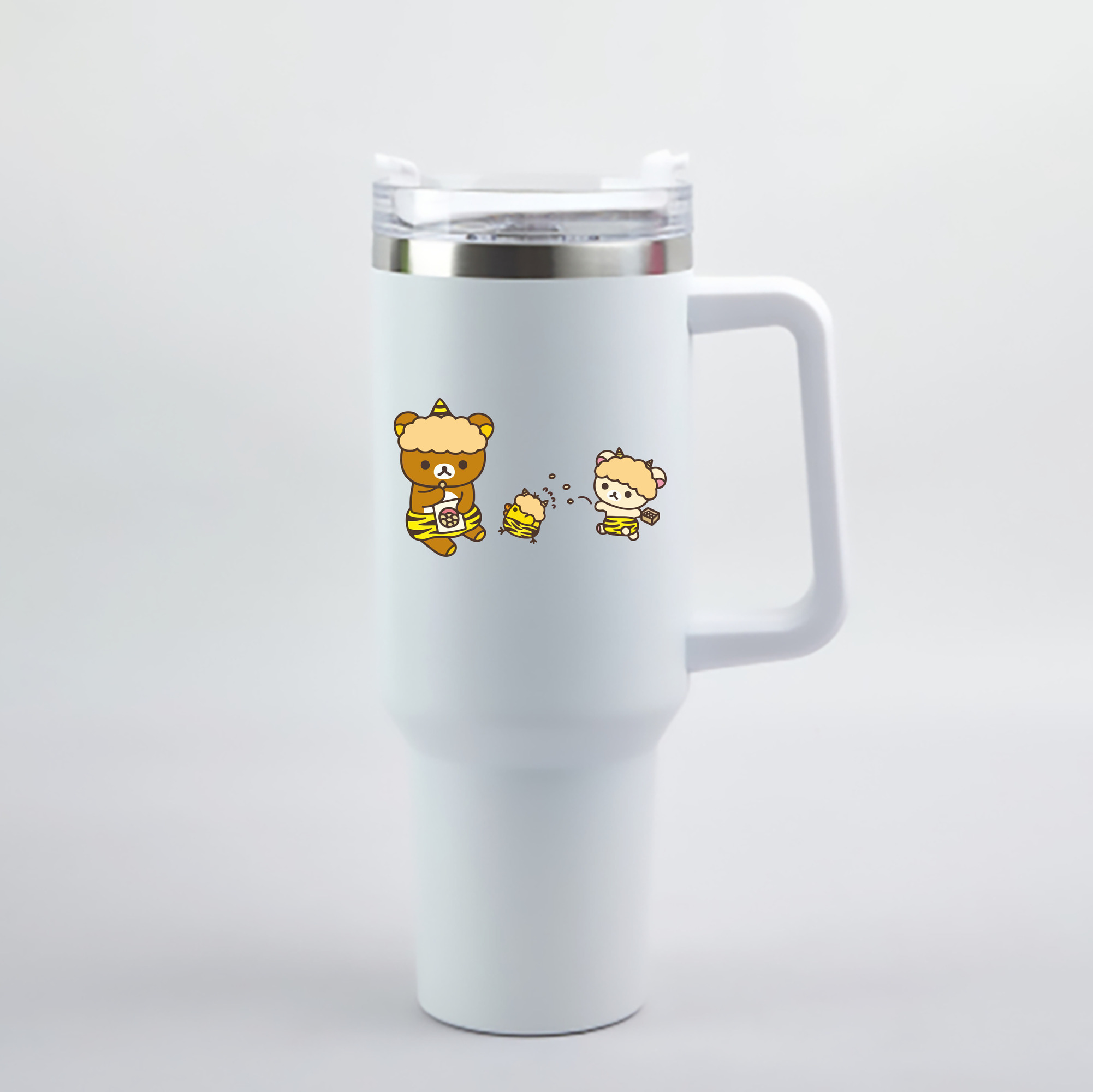（画像用） リラックマ リラックマ キイロイトリ Rilakkuma Korilakkuma Kiiroitori 1200mL車用タンブラー - クリスタルステッカー（プラスチックストロー付き）