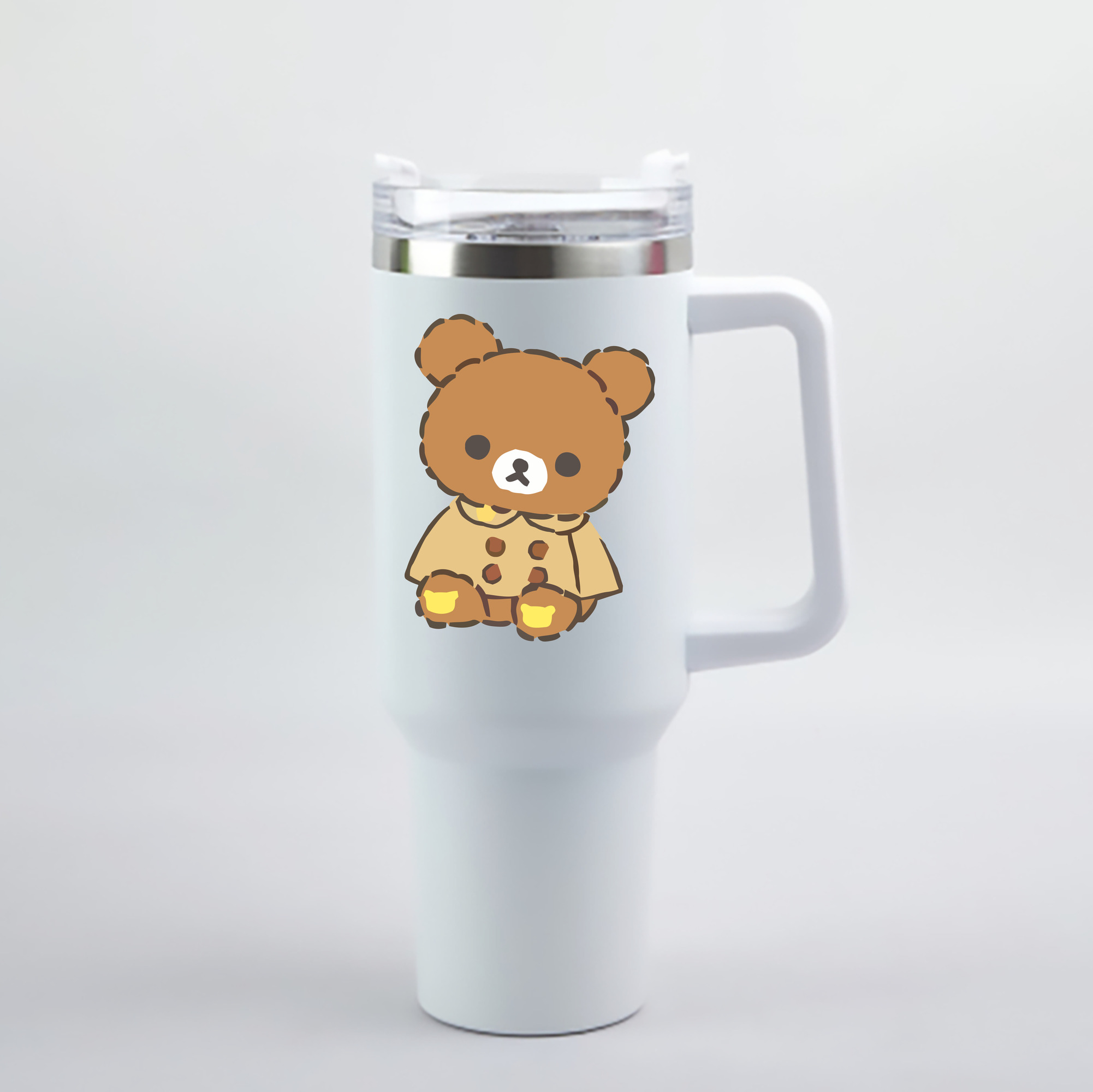 （画像用） リラックマ リラックマ キイロイトリ Rilakkuma Korilakkuma Kiiroitori 1200mL車用タンブラー - クリスタルステッカー（プラスチックストロー付き）