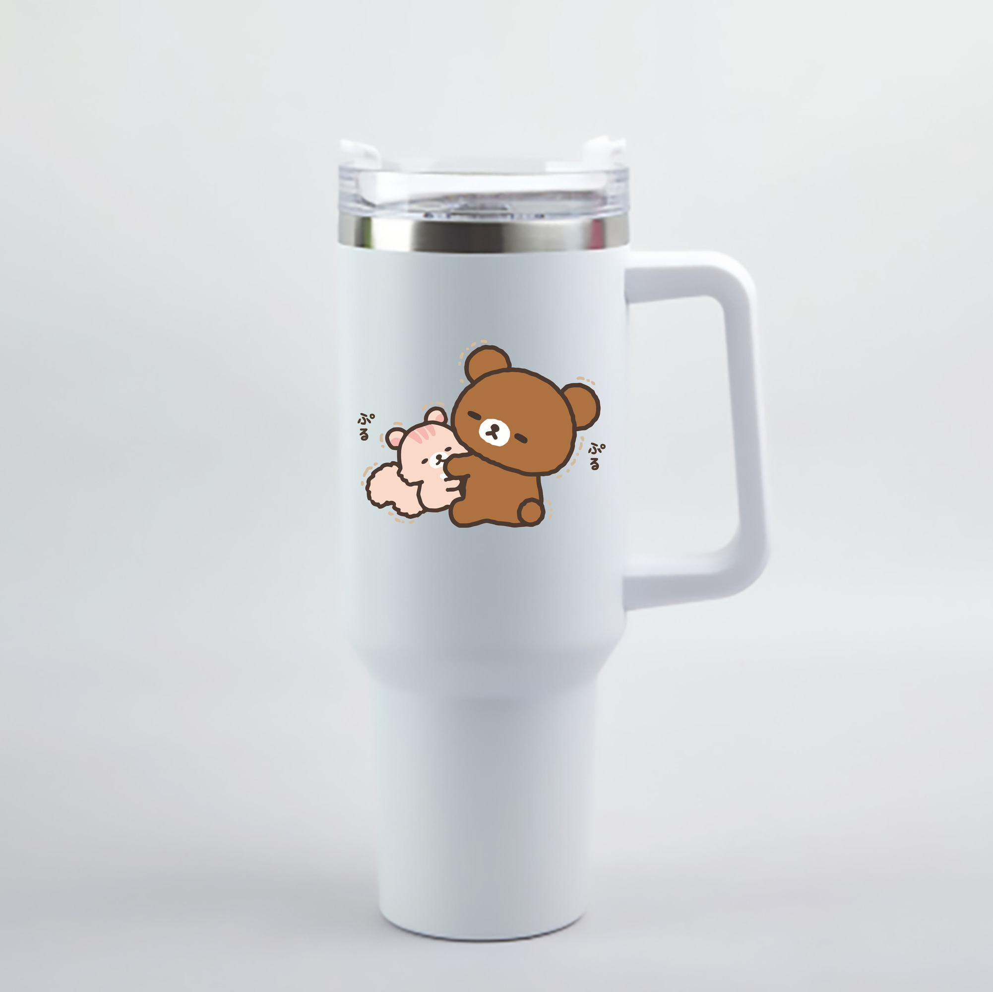 （画像用） リラックマ リラックマ キイロイトリ Rilakkuma Korilakkuma Kiiroitori 1200mL車用タンブラー - クリスタルステッカー（プラスチックストロー付き）