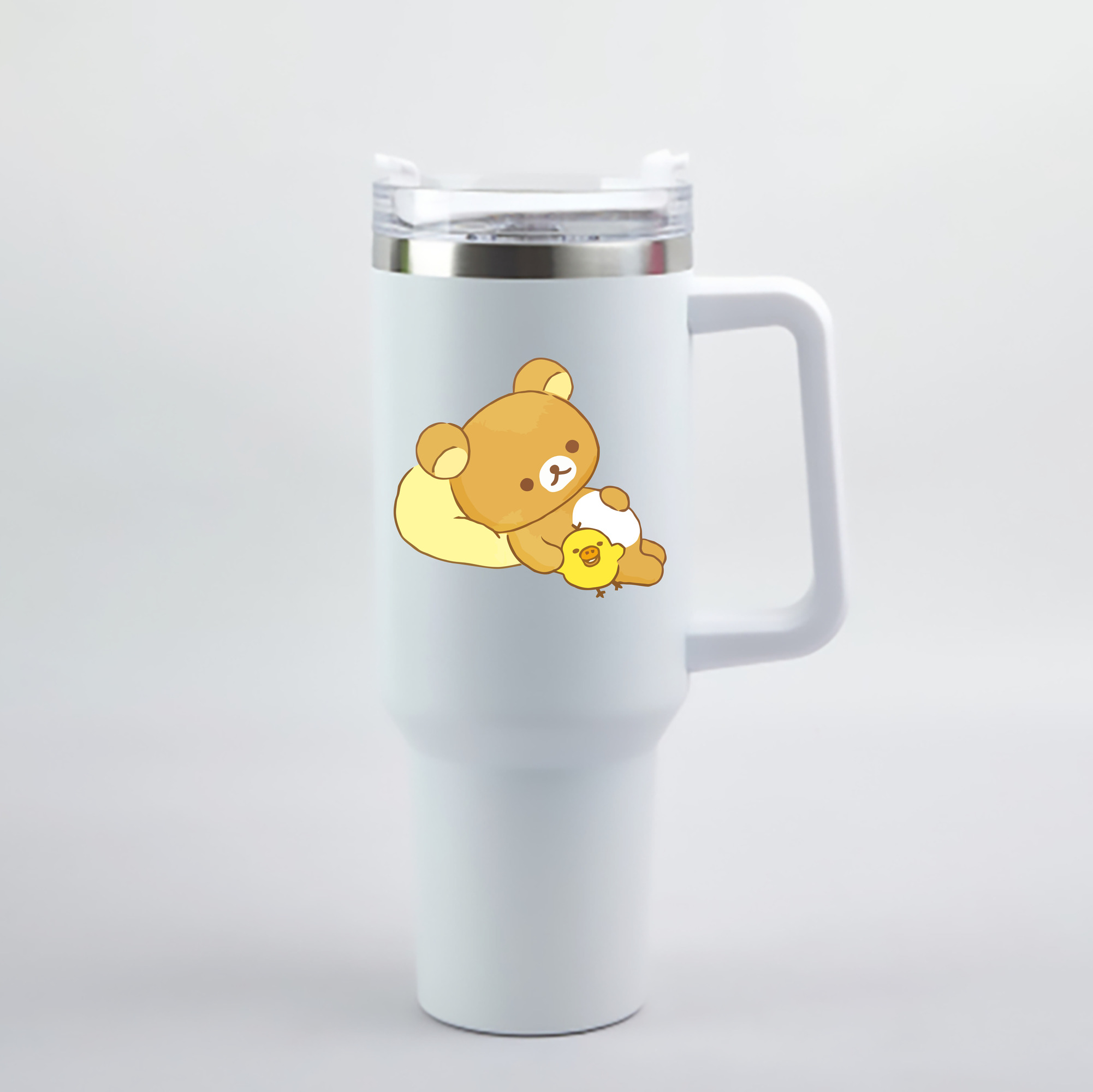 （画像用） リラックマ リラックマ キイロイトリ Rilakkuma Korilakkuma Kiiroitori 1200mL車用タンブラー - クリスタルステッカー（プラスチックストロー付き）
