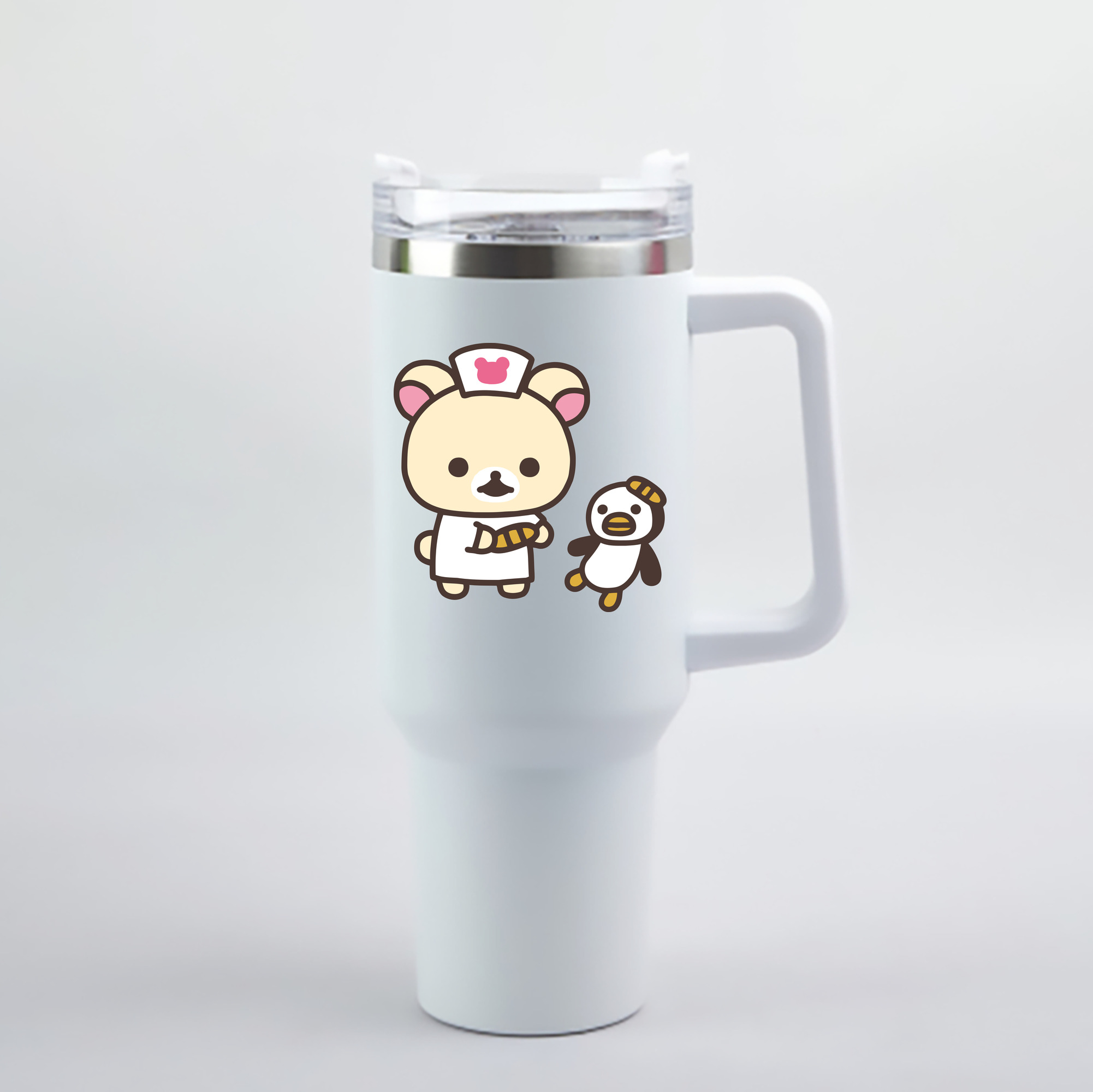 （画像用） リラックマ リラックマ キイロイトリ Rilakkuma Korilakkuma Kiiroitori 1200mL車用タンブラー - クリスタルステッカー（プラスチックストロー付き）