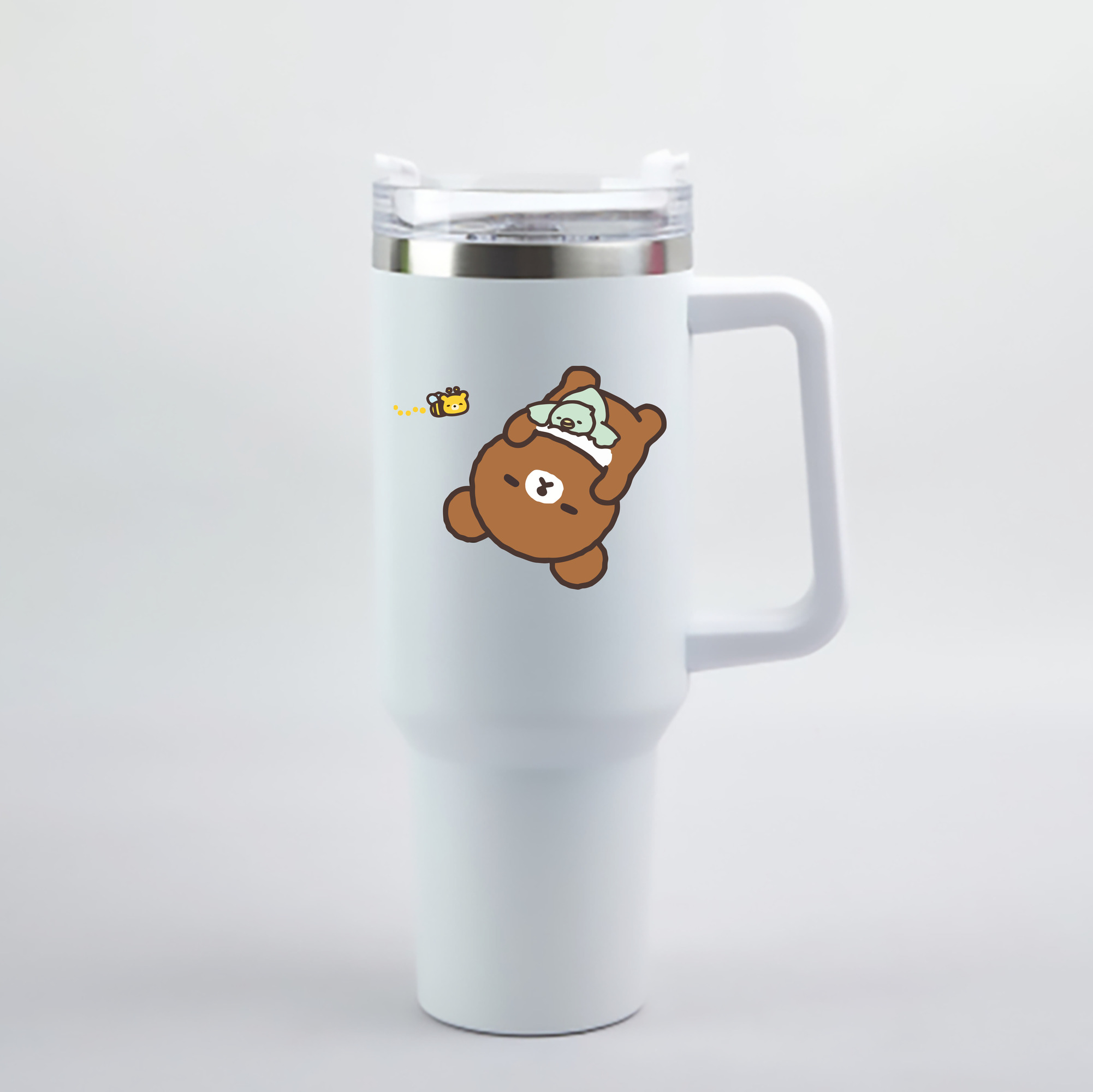 （画像用） リラックマ リラックマ キイロイトリ Rilakkuma Korilakkuma Kiiroitori 1200mL車用タンブラー - クリスタルステッカー（プラスチックストロー付き）