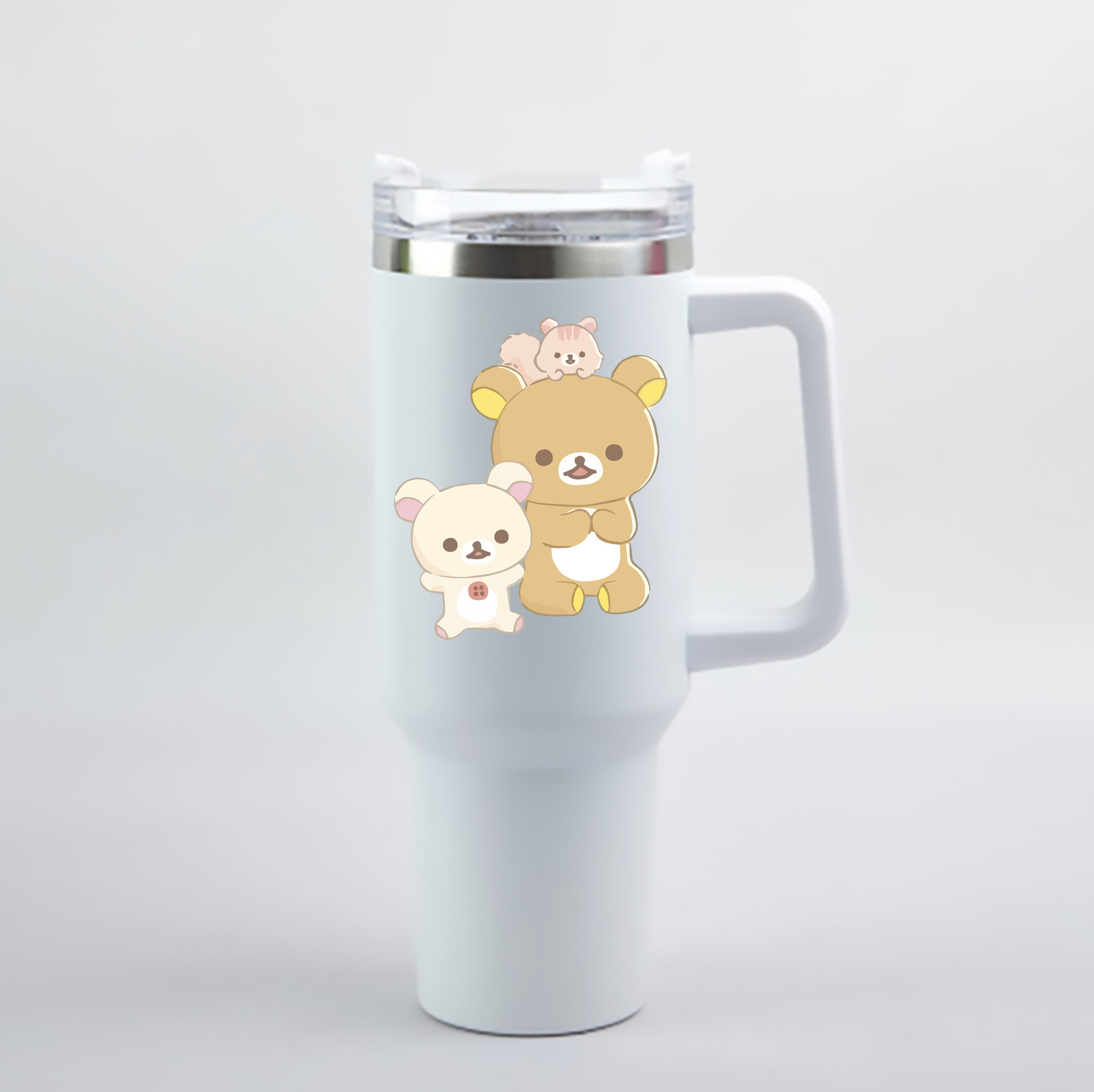 （画像用） リラックマ リラックマ キイロイトリ Rilakkuma Korilakkuma Kiiroitori 1200mL車用タンブラー - クリスタルステッカー（プラスチックストロー付き）