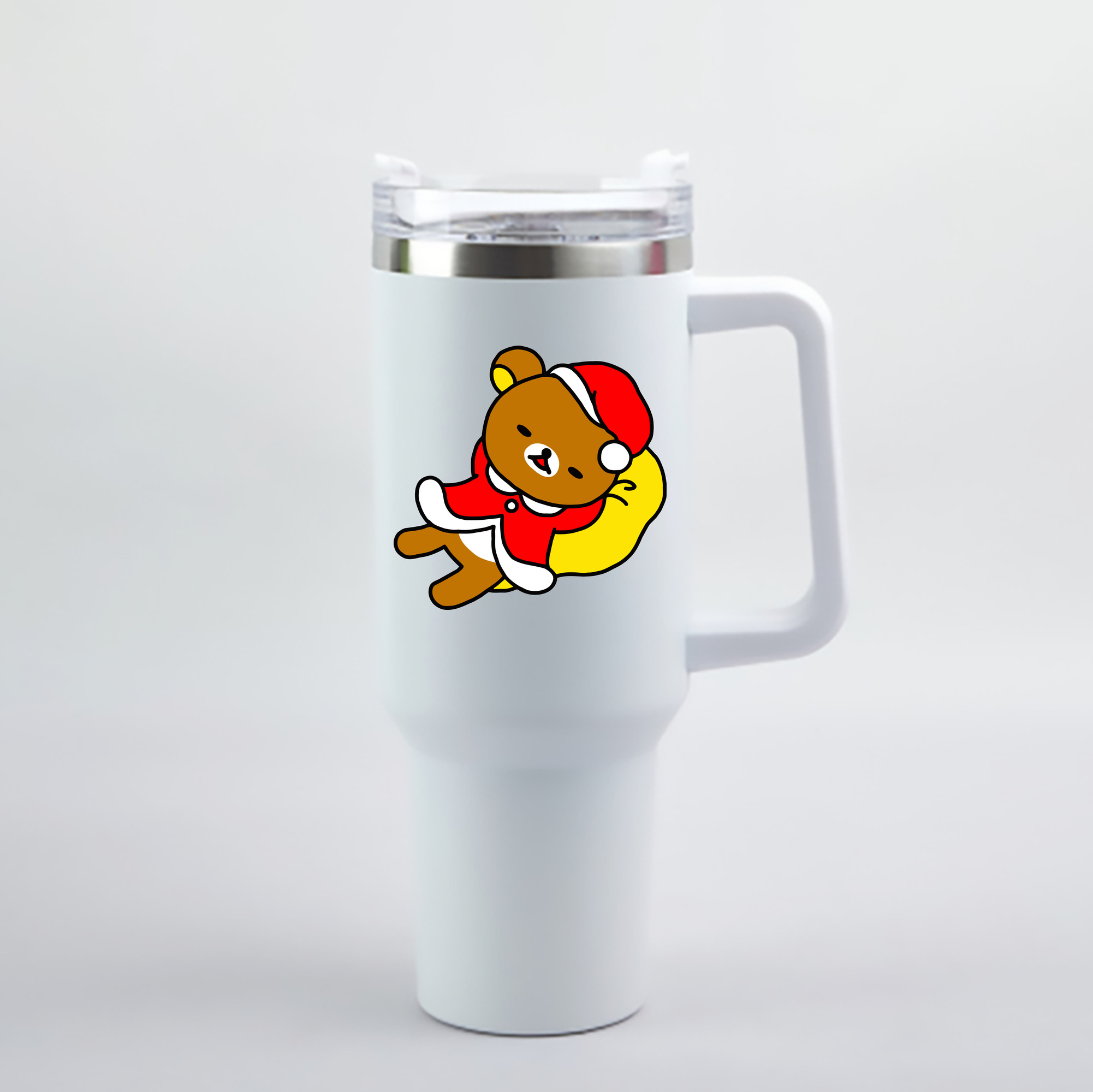 （画像用） リラックマ リラックマ キイロイトリ Rilakkuma Korilakkuma Kiiroitori 1200mL車用タンブラー - クリスタルステッカー（プラスチックストロー付き）