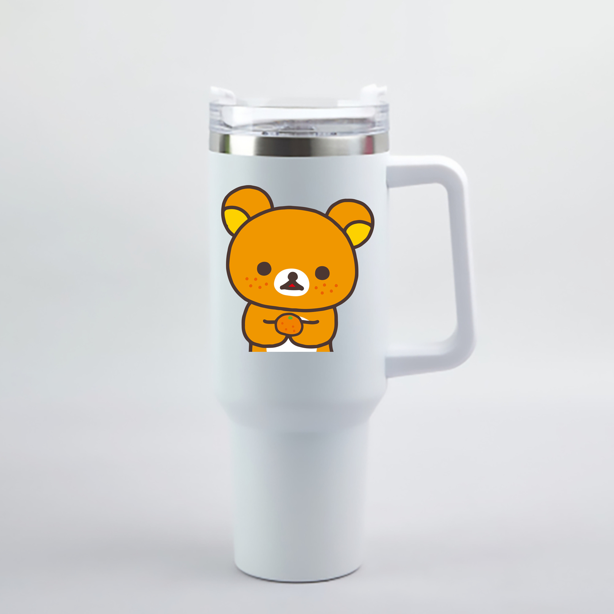 （画像用） リラックマ リラックマ キイロイトリ Rilakkuma Korilakkuma Kiiroitori 1200mL車用タンブラー - クリスタルステッカー（プラスチックストロー付き）