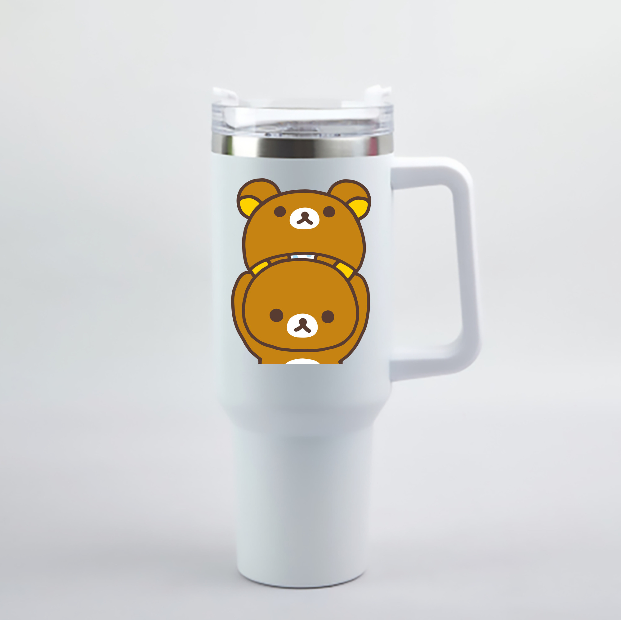 （画像用） リラックマ リラックマ キイロイトリ Rilakkuma Korilakkuma Kiiroitori 1200mL車用タンブラー - クリスタルステッカー（プラスチックストロー付き）